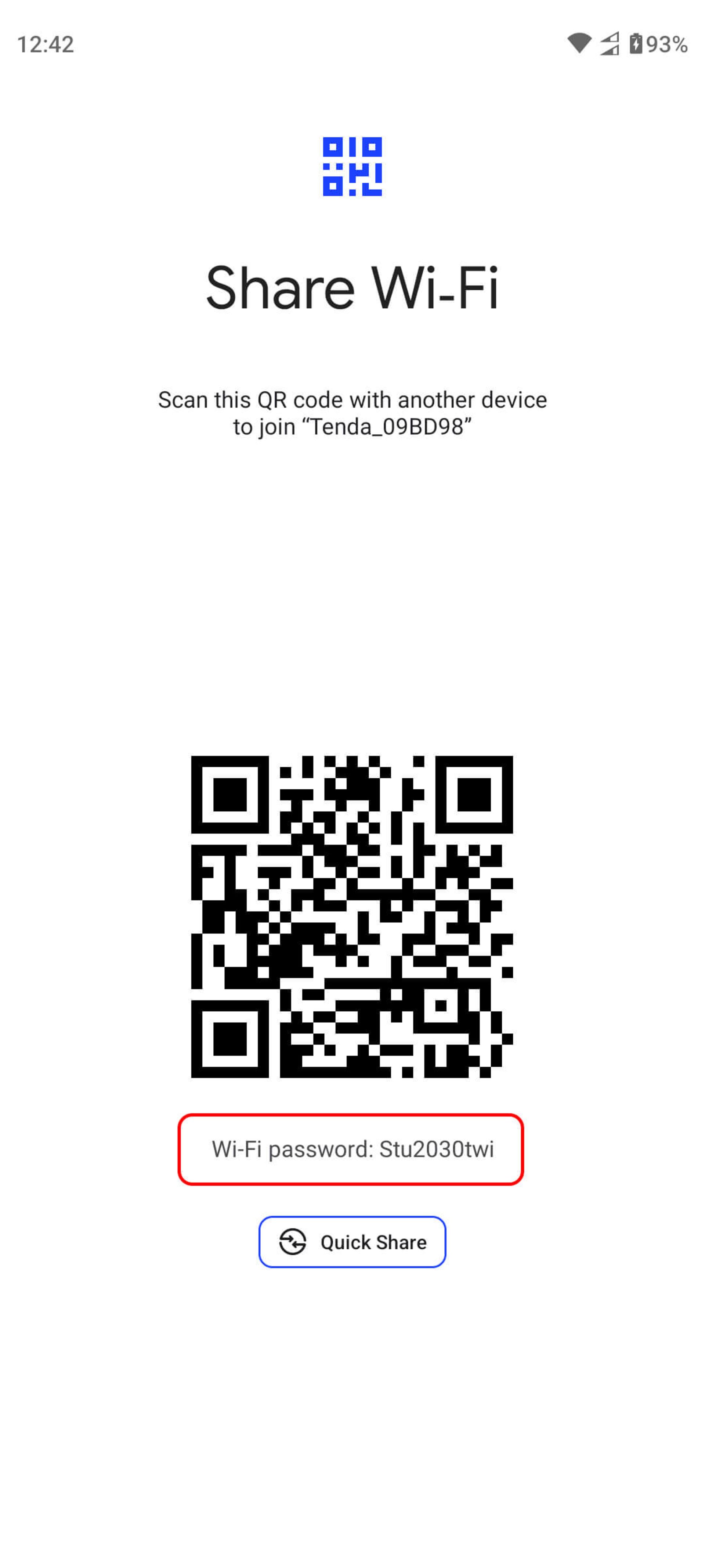 نمایش رمز وای فای و کد QR در گوشی اندروید
