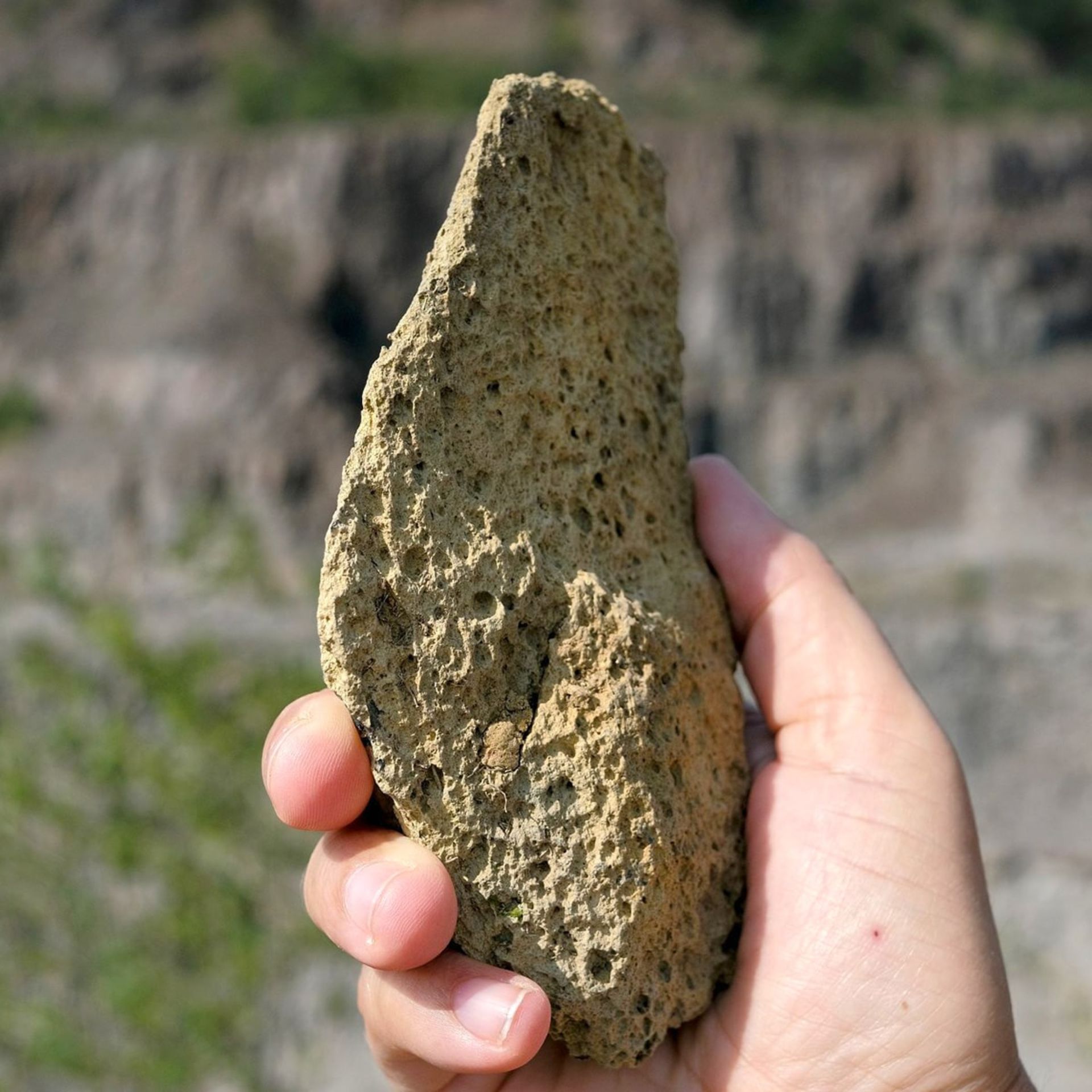 ابزار سنگی یک میلیون ساله کشف شده در کورولوو در اوکراین در دست باستان شناس