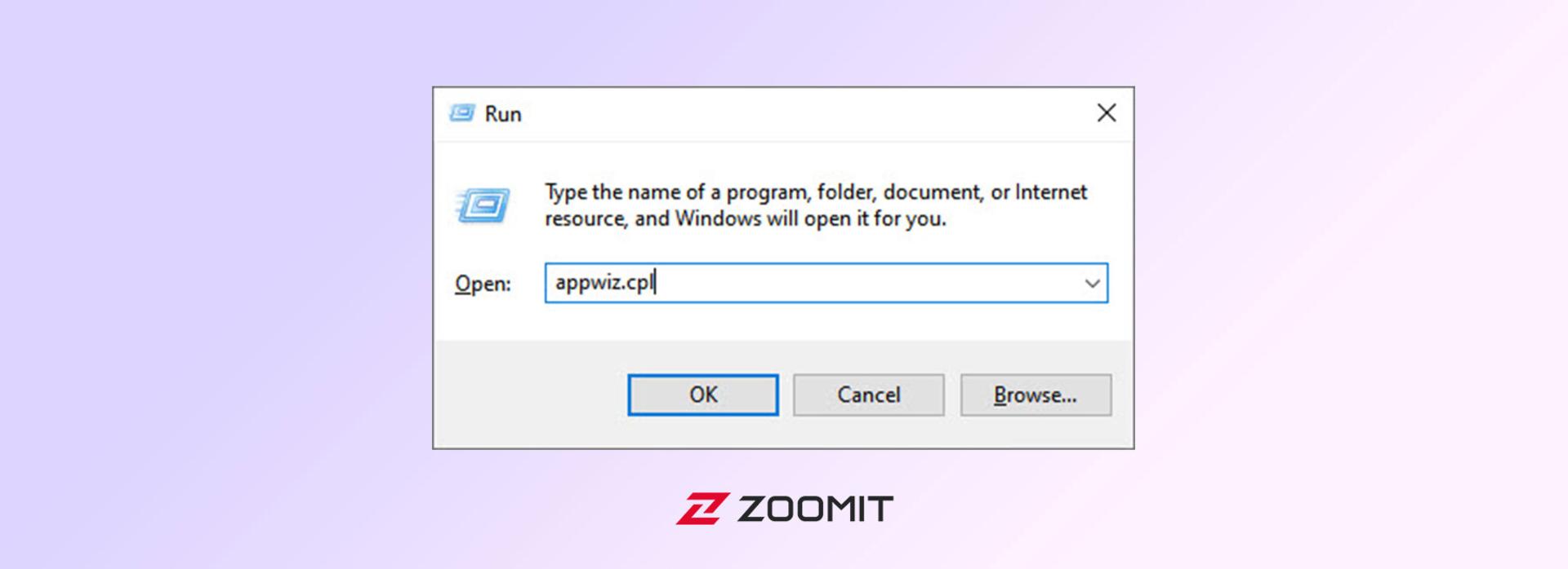 اجرای appwiz.cpl در Run