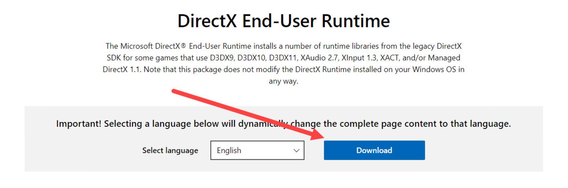 دکمه دانلود DirectX
