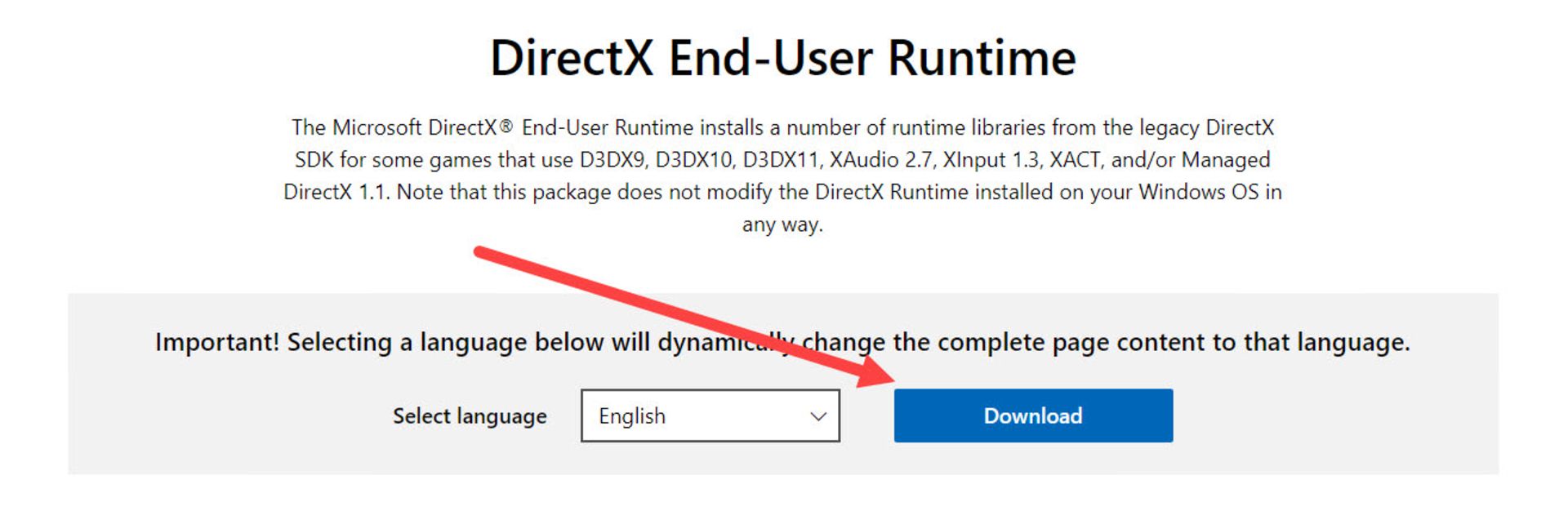 دکمه دانلود DirectX