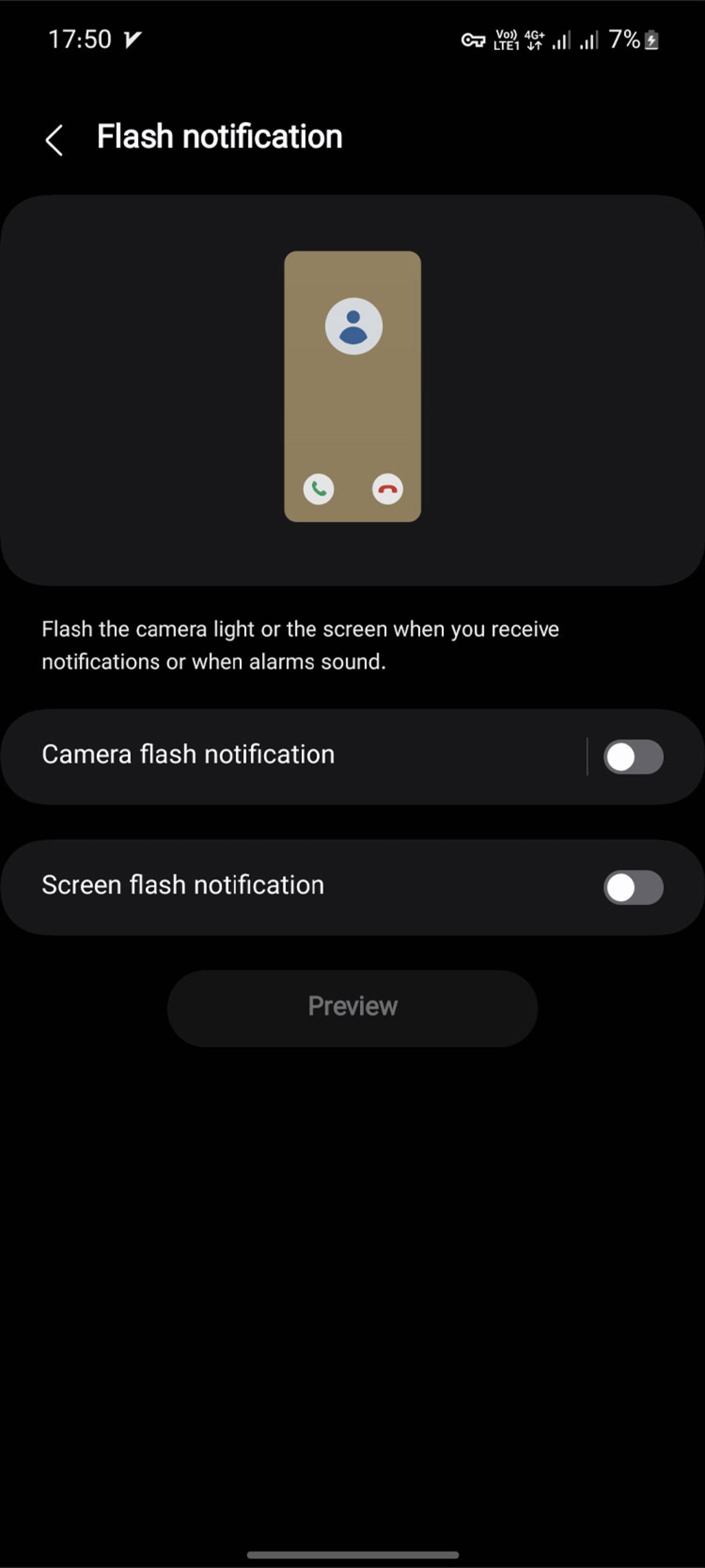 تنظیمات Flash notification