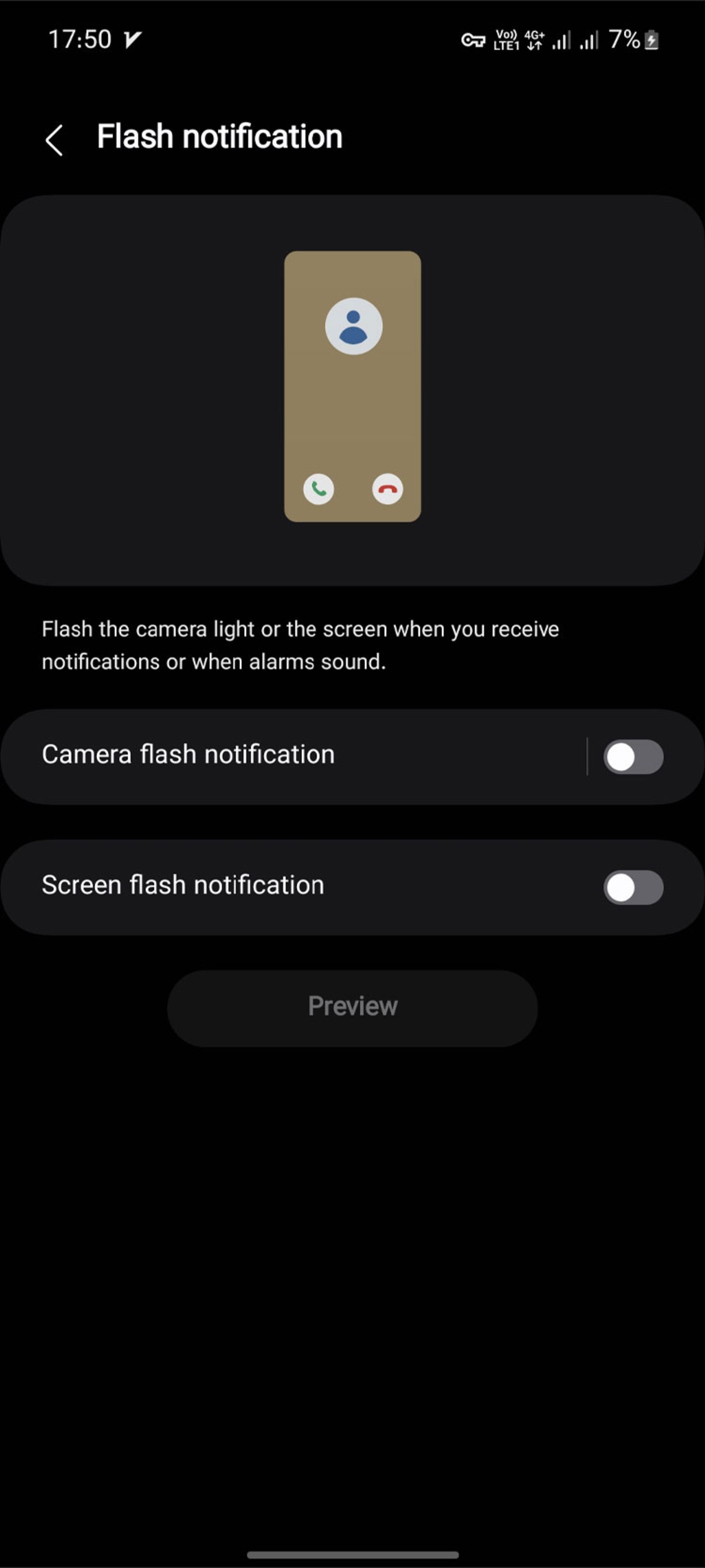 تنظیمات Flash notification