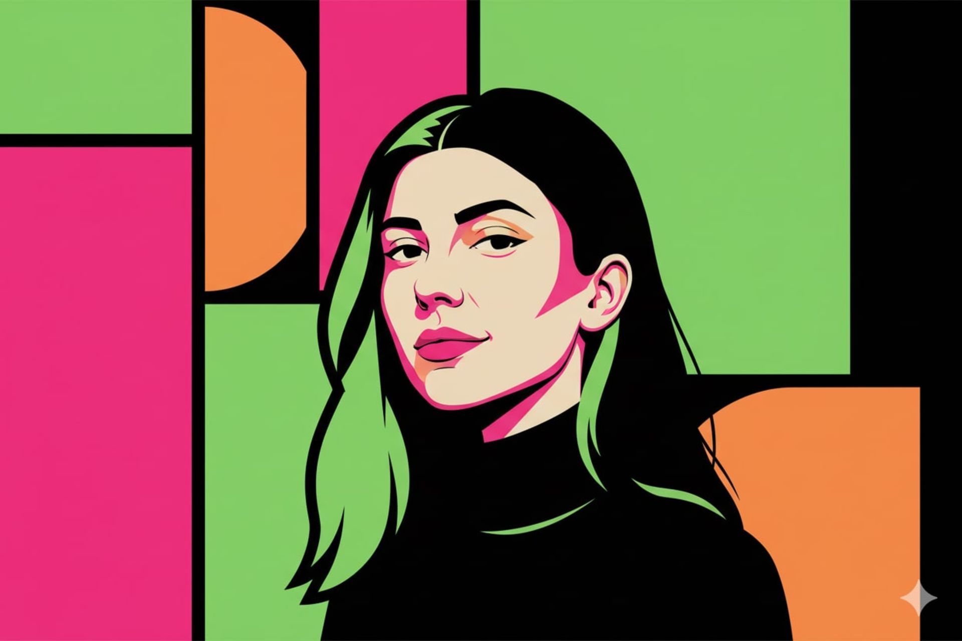 طراحی وکتور از یک زن ساخته هوش مصنوعی - سبک ACID HOT