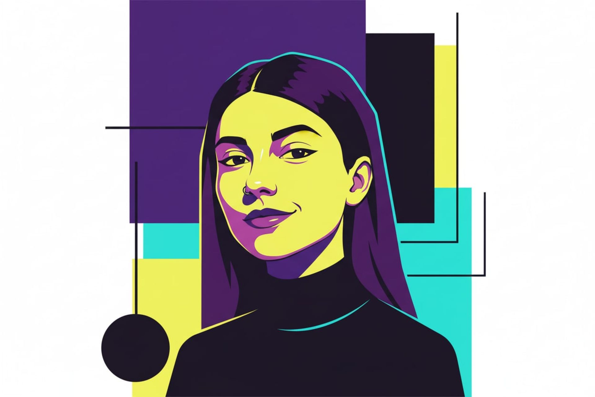 طراحی وکتور از یک زن ساخته هوش مصنوعی - سبک Cyberpunk Glow