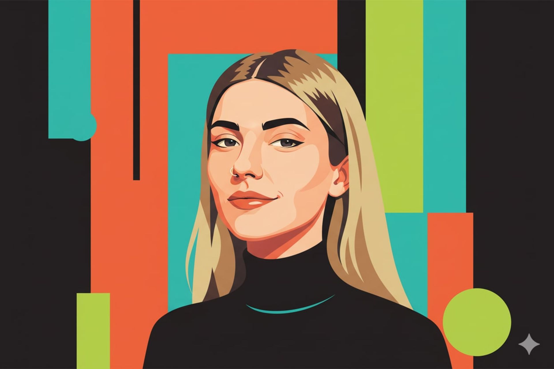 طراحی وکتور از یک زن ساخته هوش مصنوعی - سبک Tropical Punch