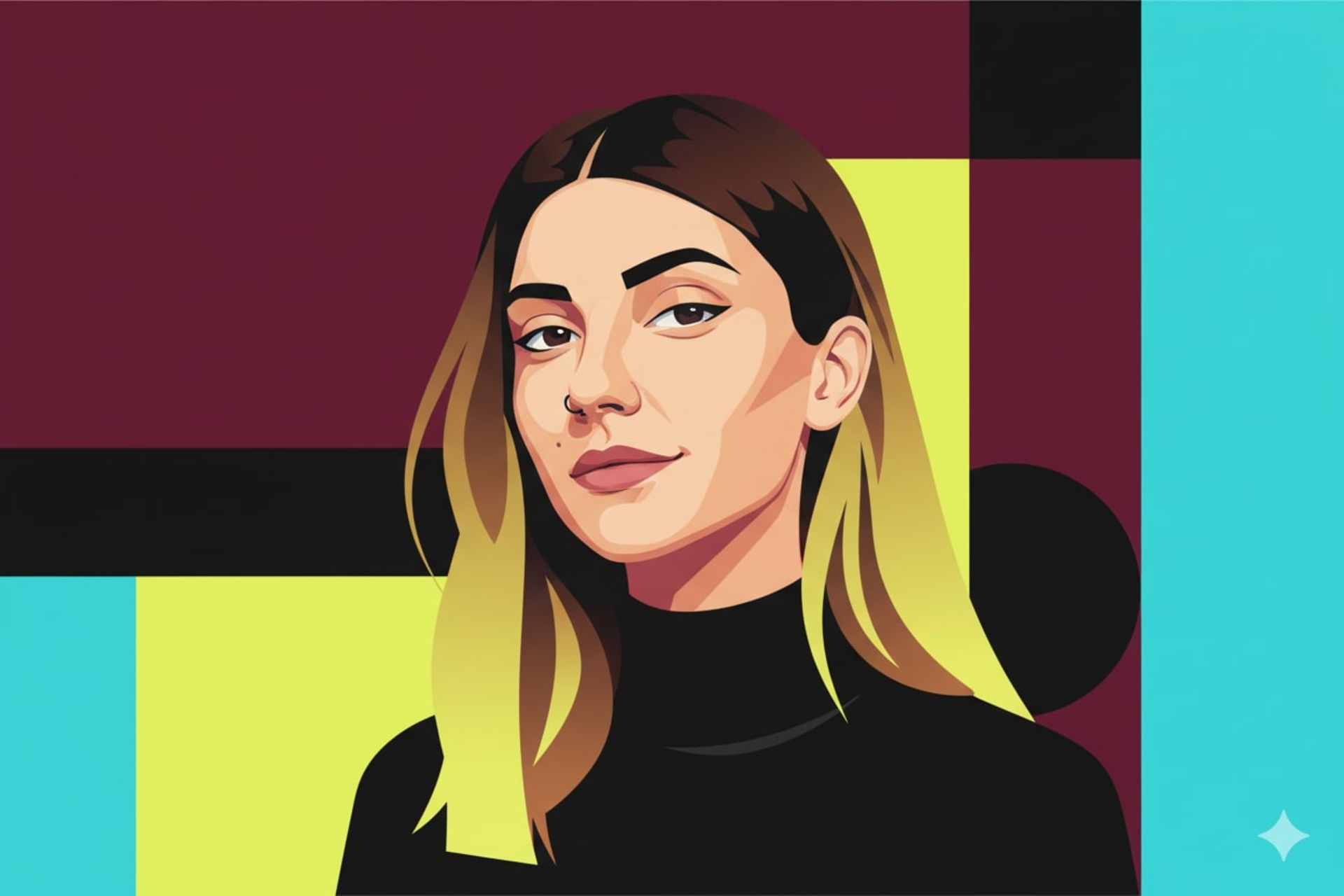 طراحی وکتور از یک زن ساخته هوش مصنوعی - سبک Gothic Pop