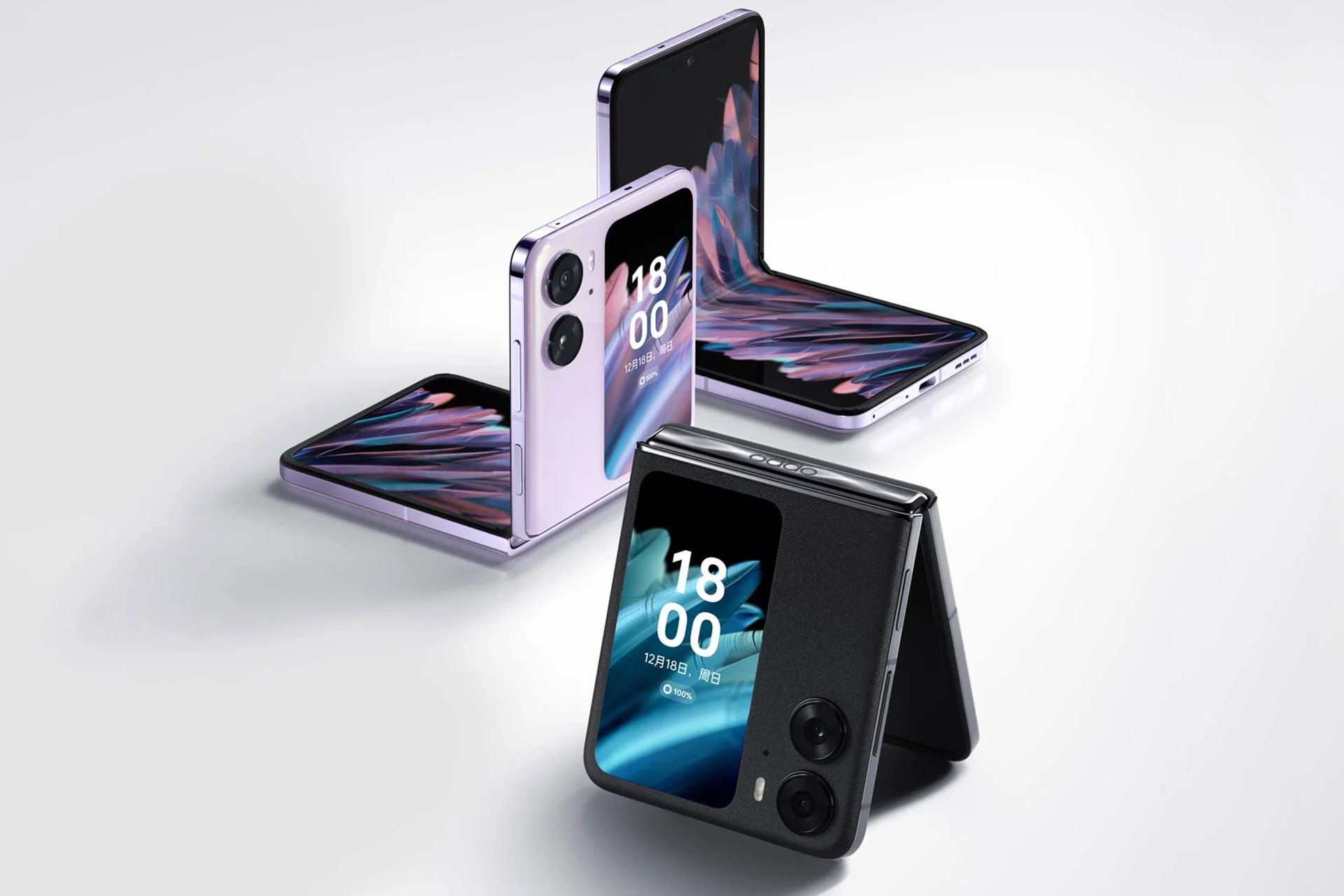 چند گوشی اوپو فایند N۲ فلیپ که در رنگ های مختلف دیده می شوند