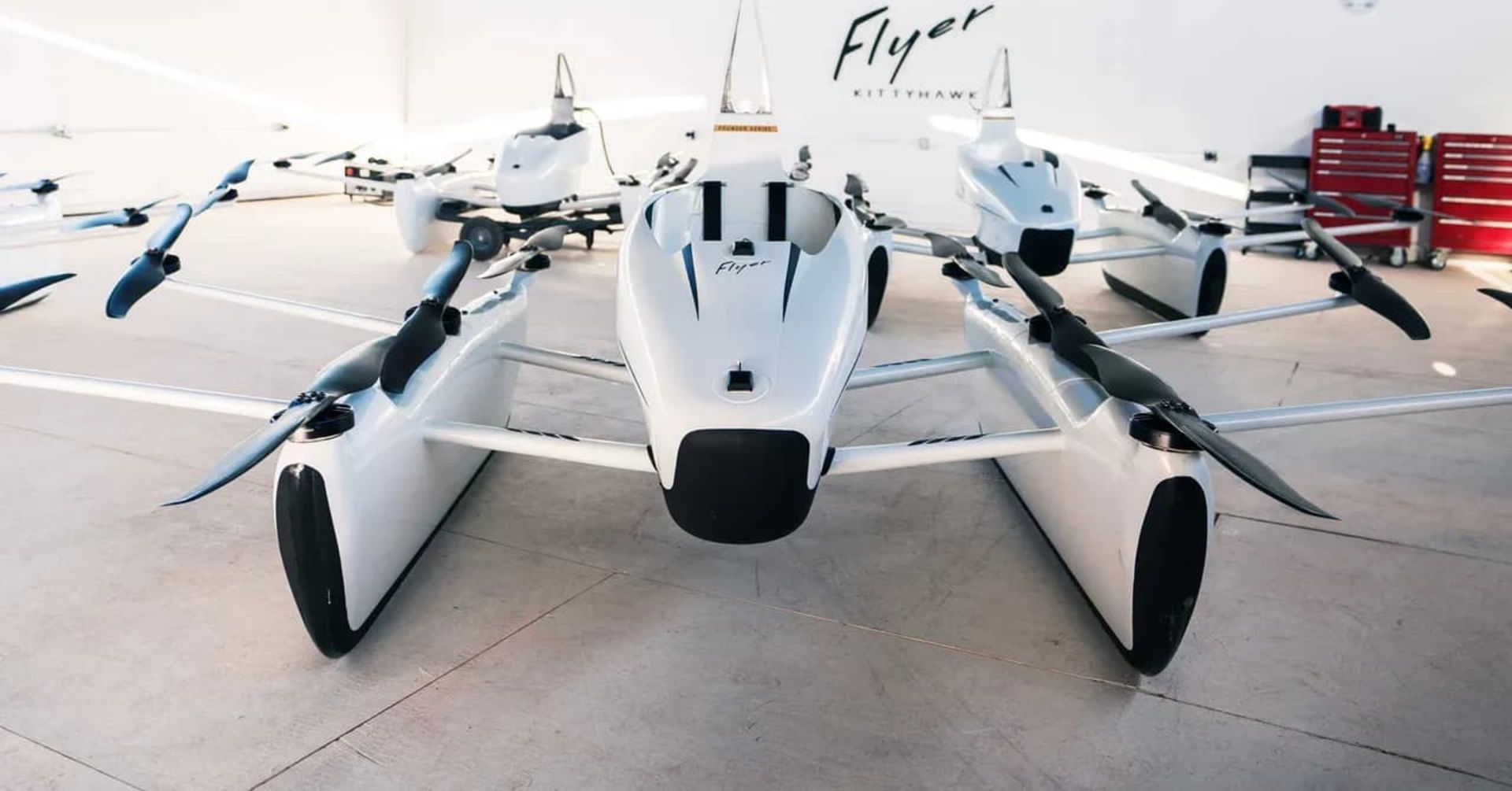 Flyer flying car with white color front view