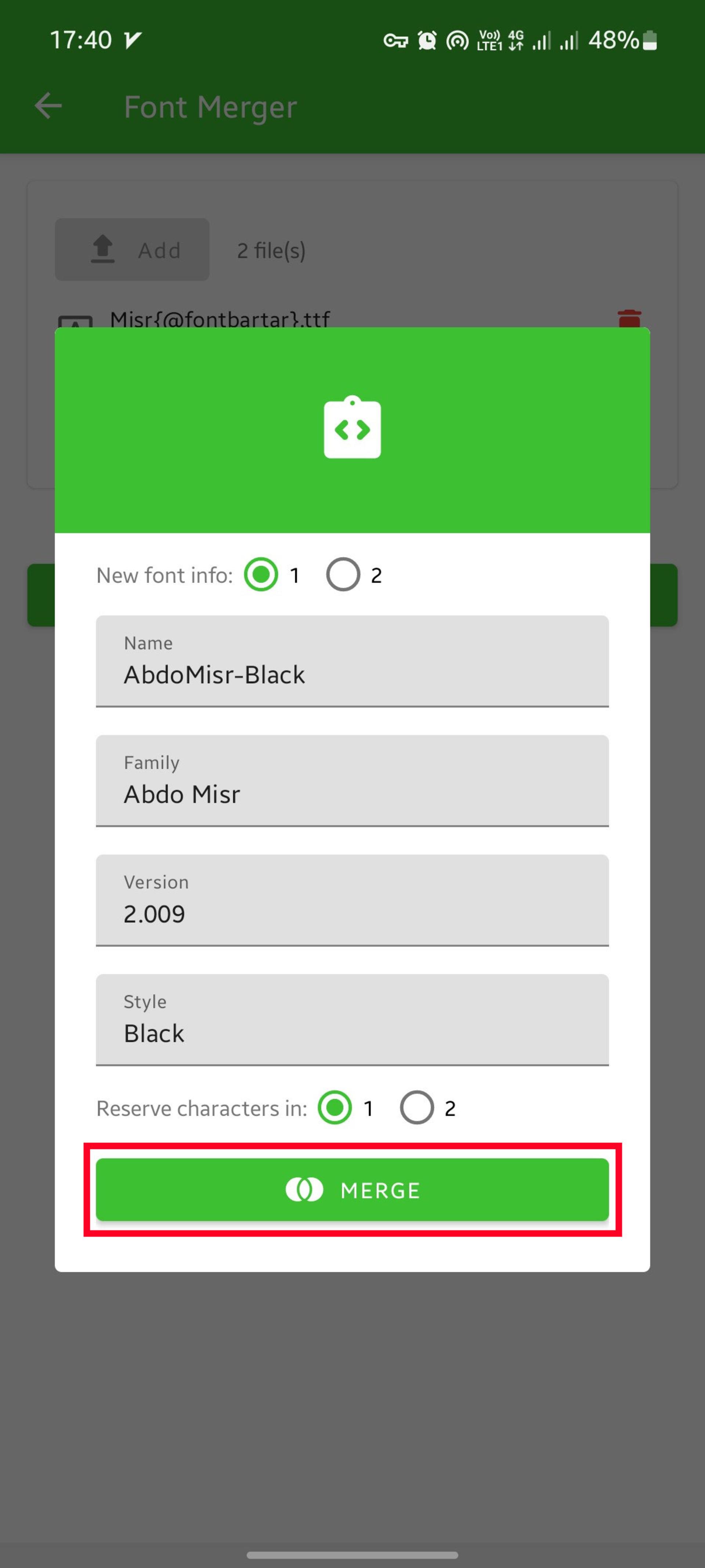 محیط اپلیکیشن zFont Tool