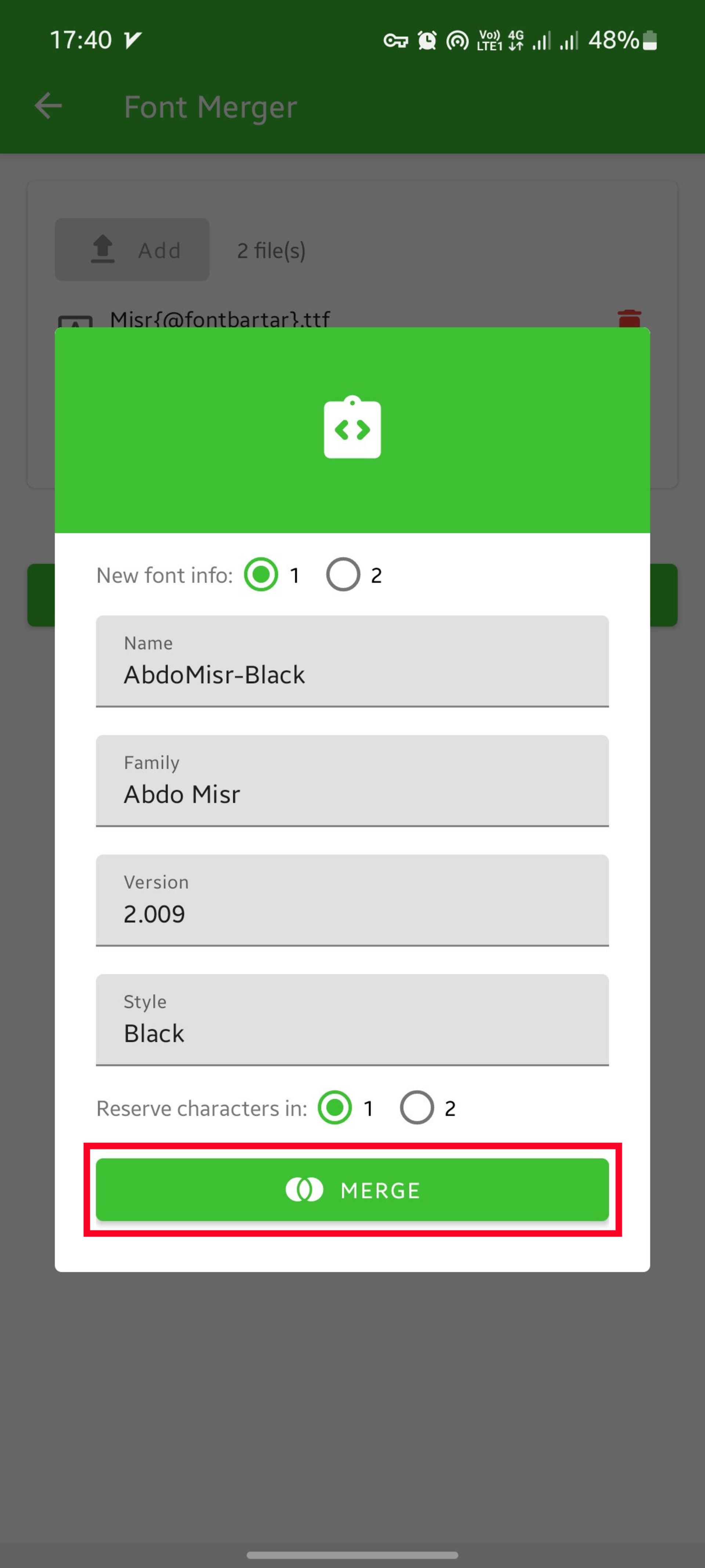 محیط اپلیکیشن zFont Tool