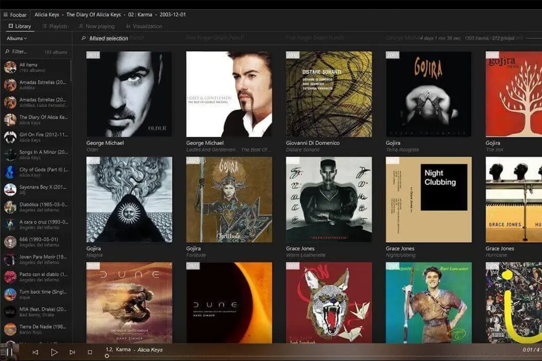 محیط برنامه موزیک پلیر foobar2000