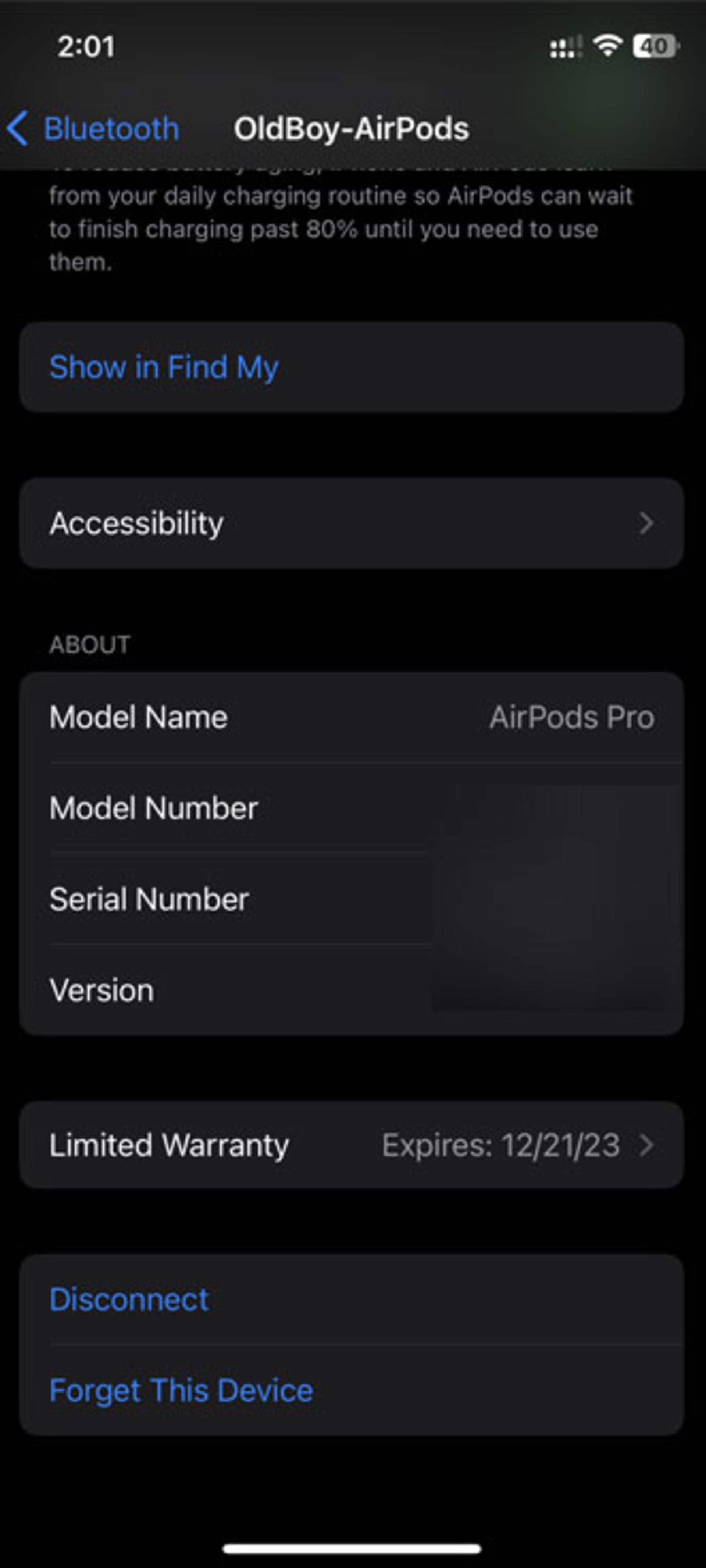 تنظیمات بلوتوث AirPods