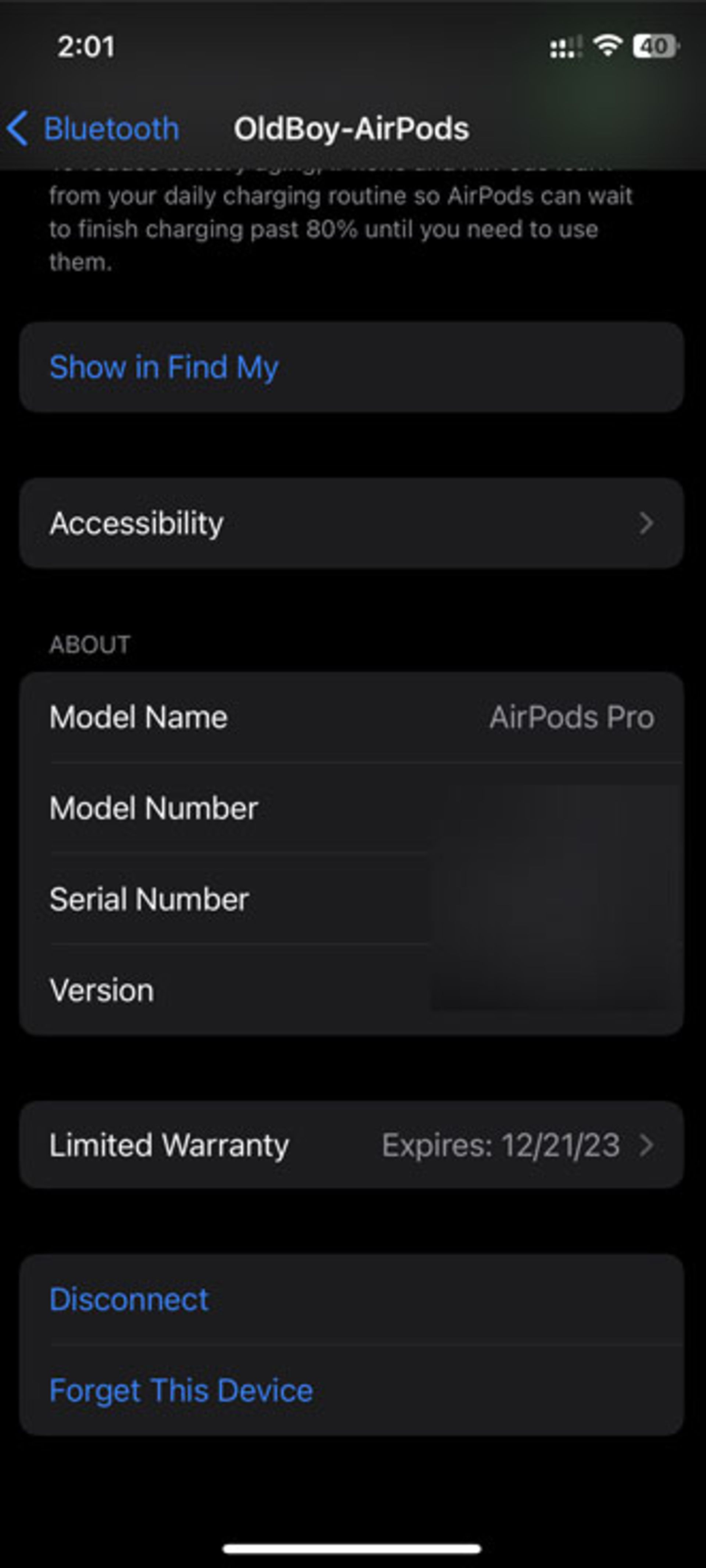 تنظیمات بلوتوث AirPods