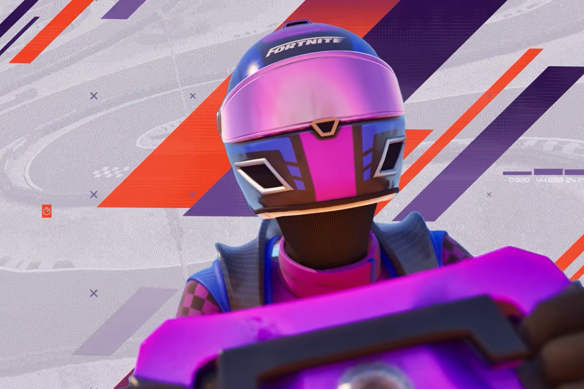 یک راننده‌ی فرمول یک با لباس بنفش در بازی