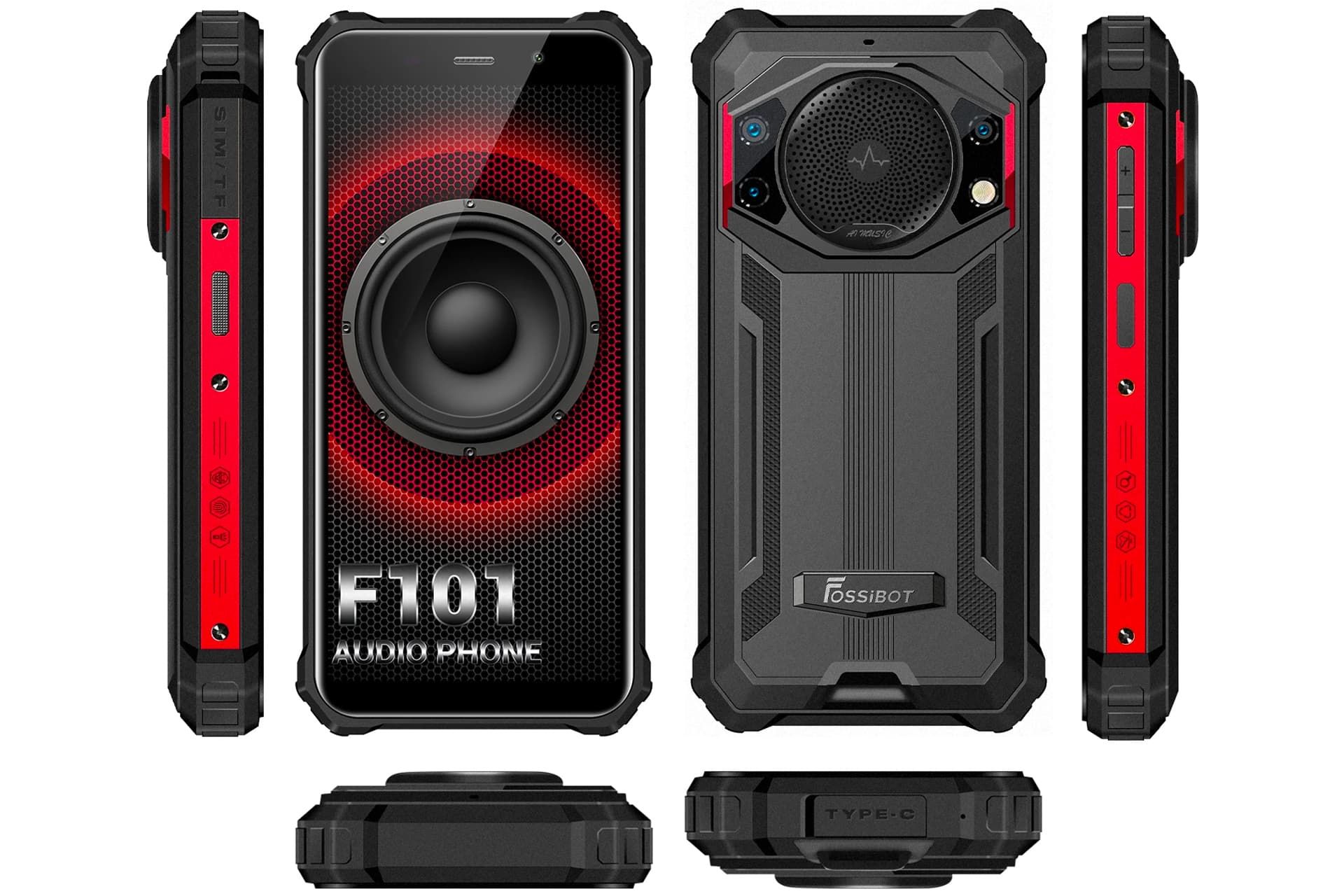 گوشی FOSSiBOT F101 از تمامی زوایا مدل مشکی