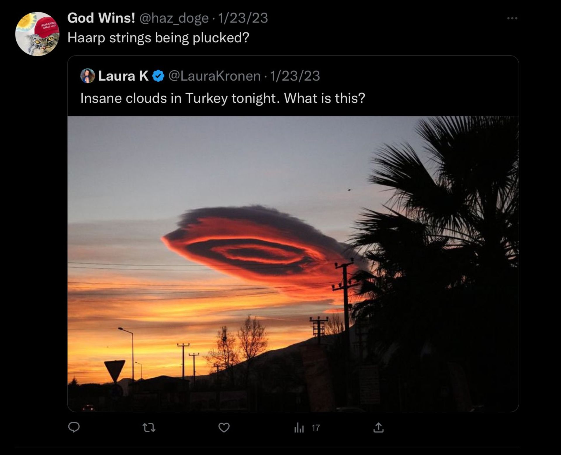 ابر عدس‌گون نارنجی در آسمان ترکیه / پروژه هارپ