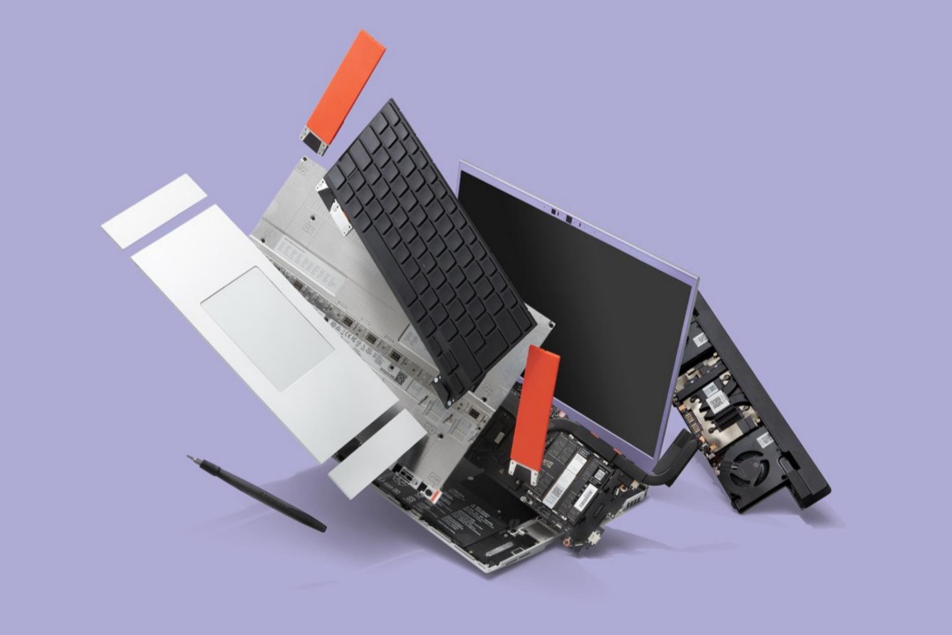 اجزای مختلف لپ‌تاپ Framework Laptop 16