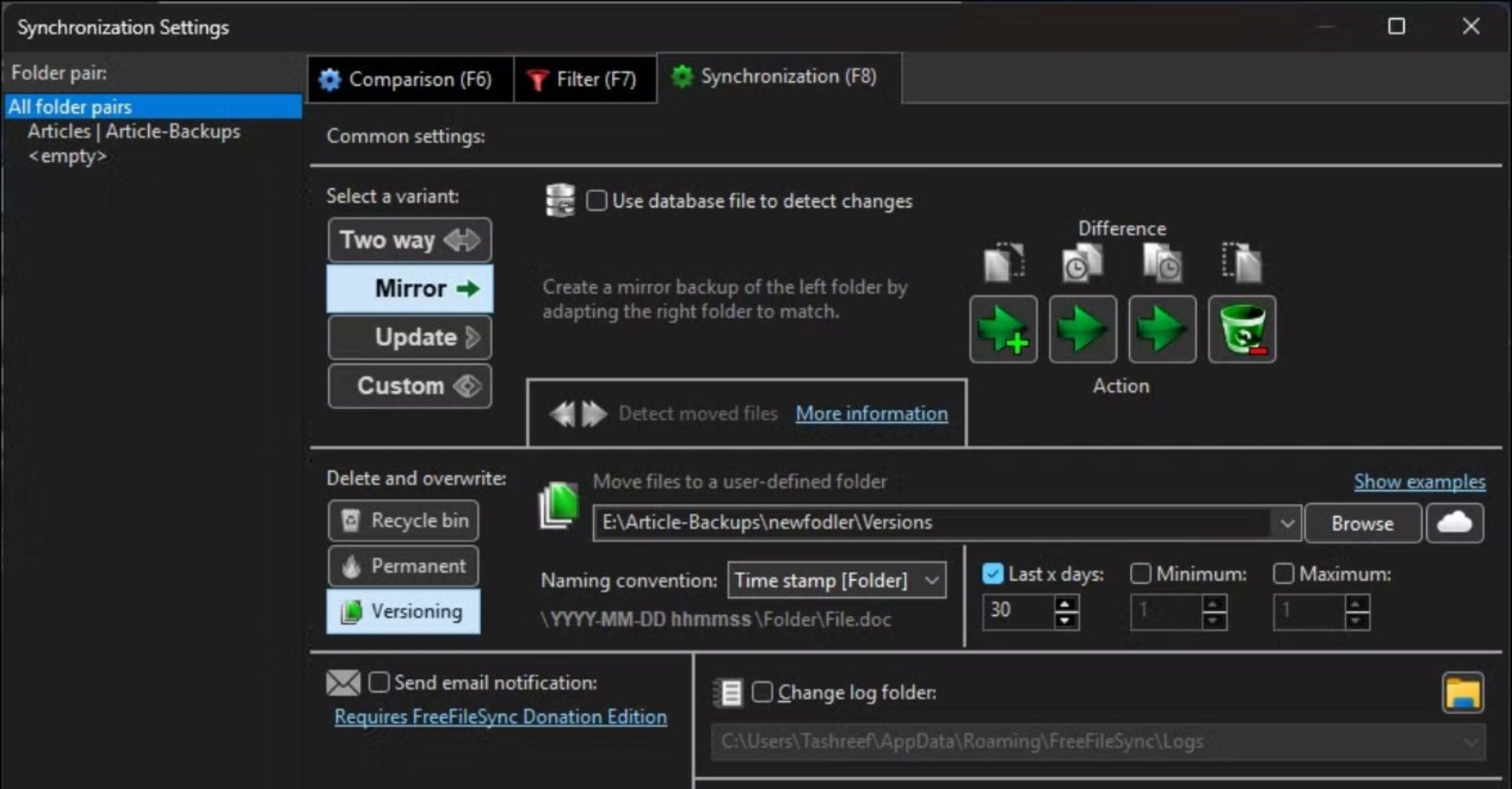 نرم افزار FreeFileSync