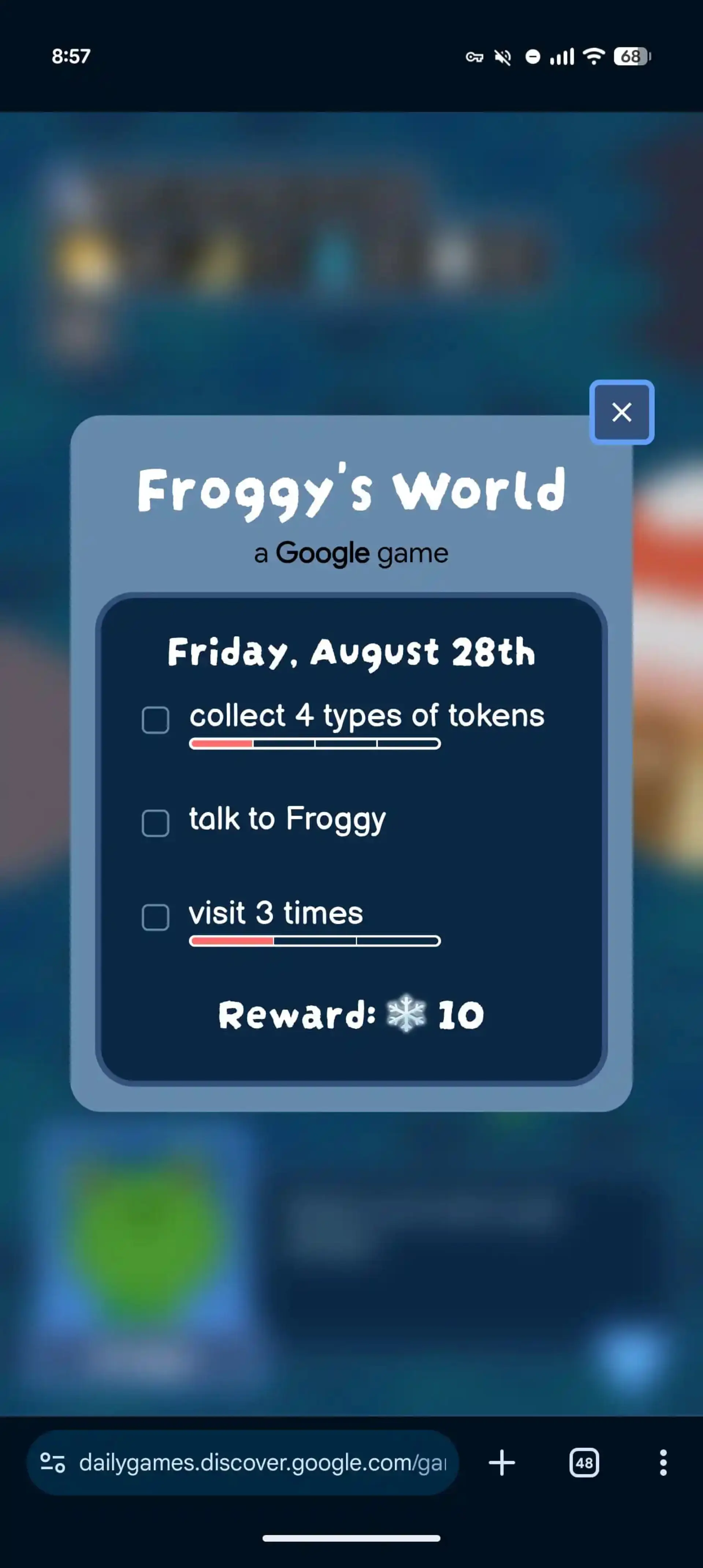 فهرست ماموریت‌های روزانه در بازی Froggy's World گوگل