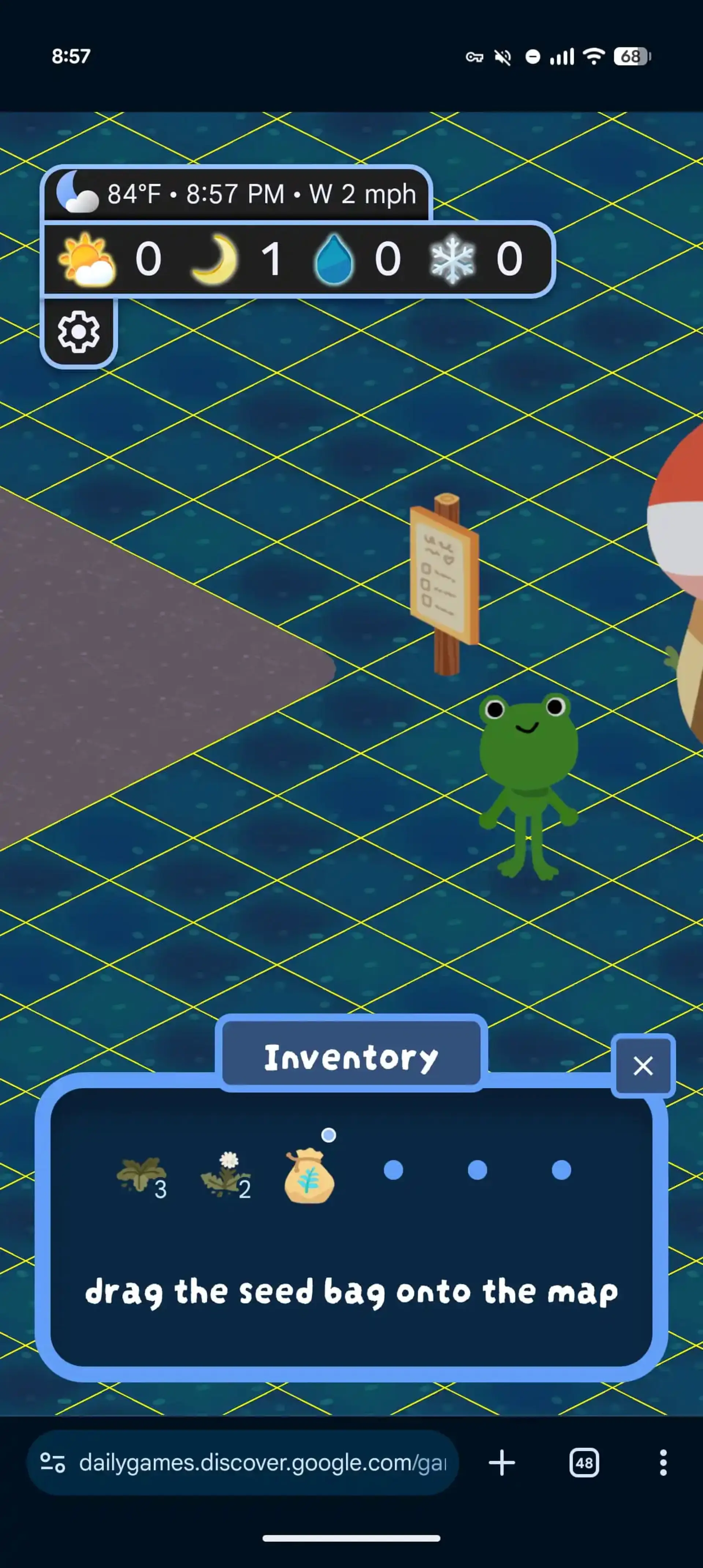 شخصیت قورباغه در محیط بازی موبایلی Froggy's World گوگل