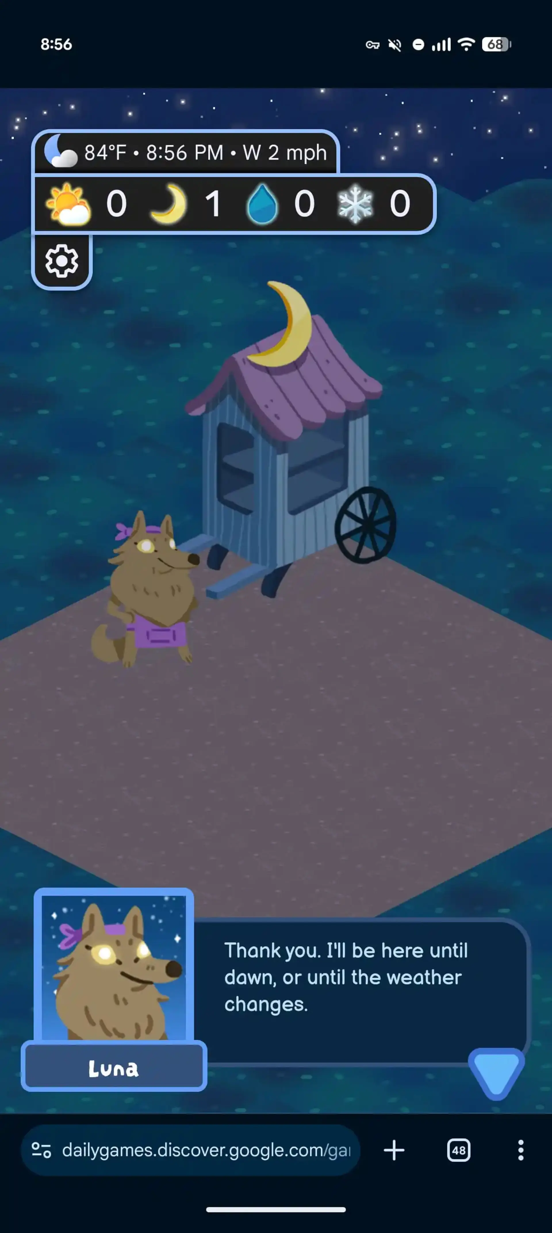 شخصیت لونا (Luna) در محیط بازی موبایلی Froggy's World گوگل