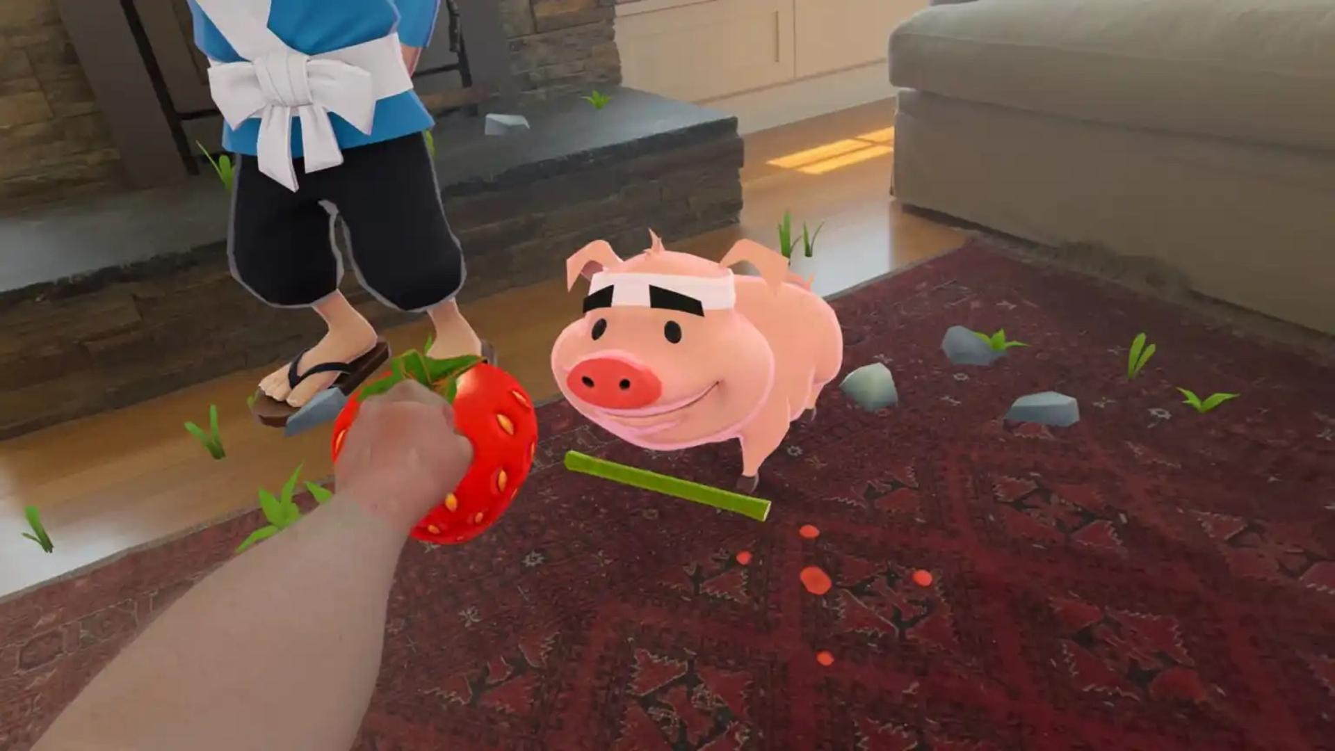 اجرای بازی Super Fruit Ninja در ویژن پرو