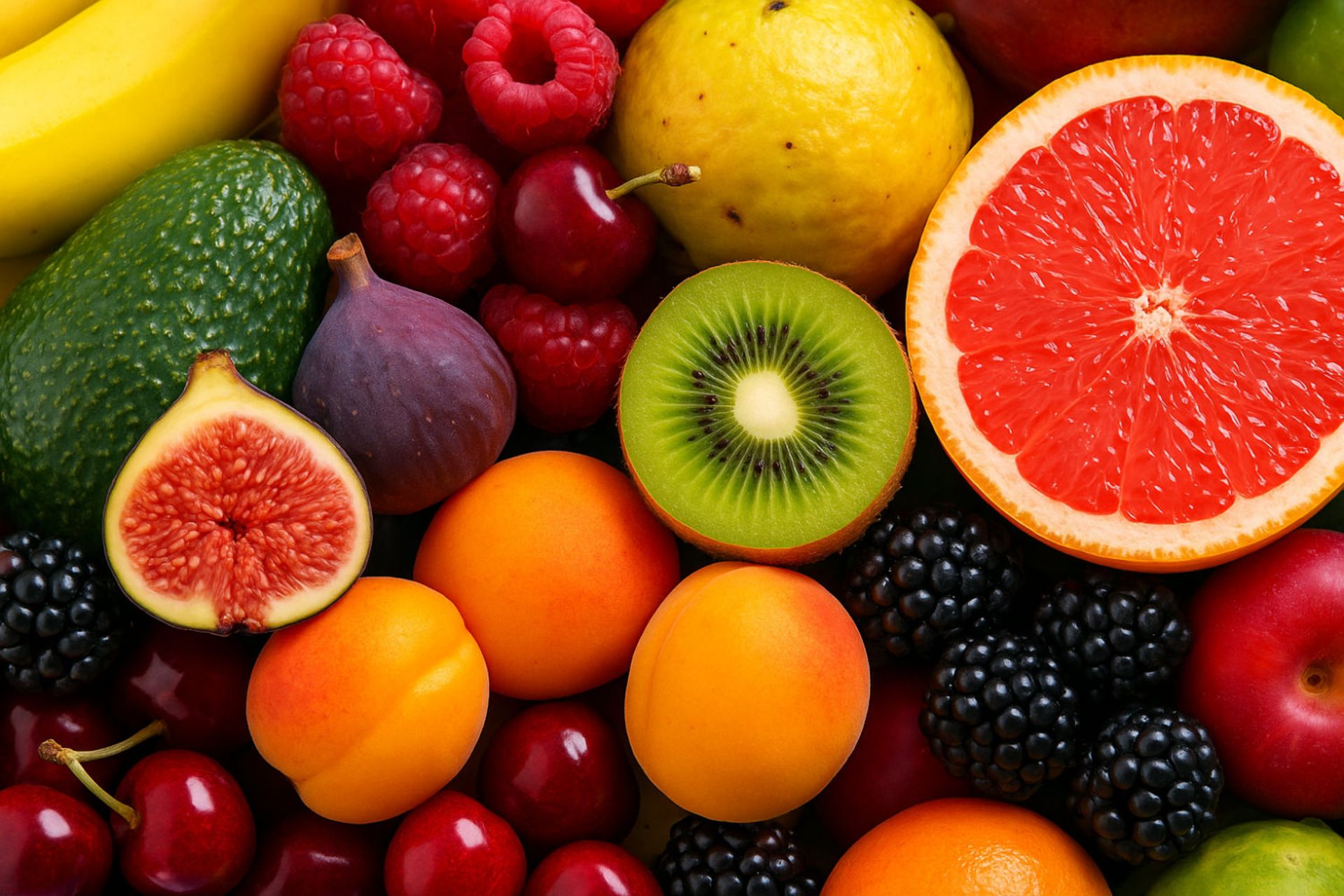 نمای نزدیک میوه‌های رنگی با بالاترین پروتئین