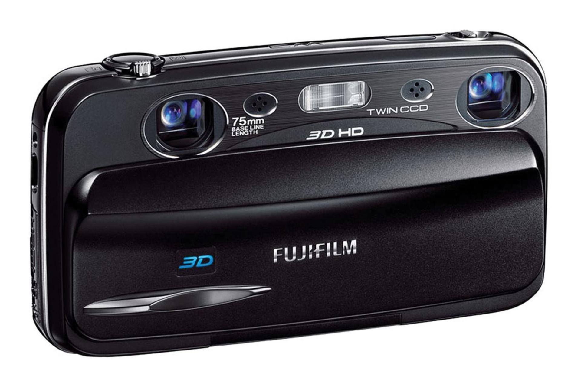 دوربین عکاسی فوجی فیلم Fujifilm FinePix Real 3D W3 نمای جلو و چپ