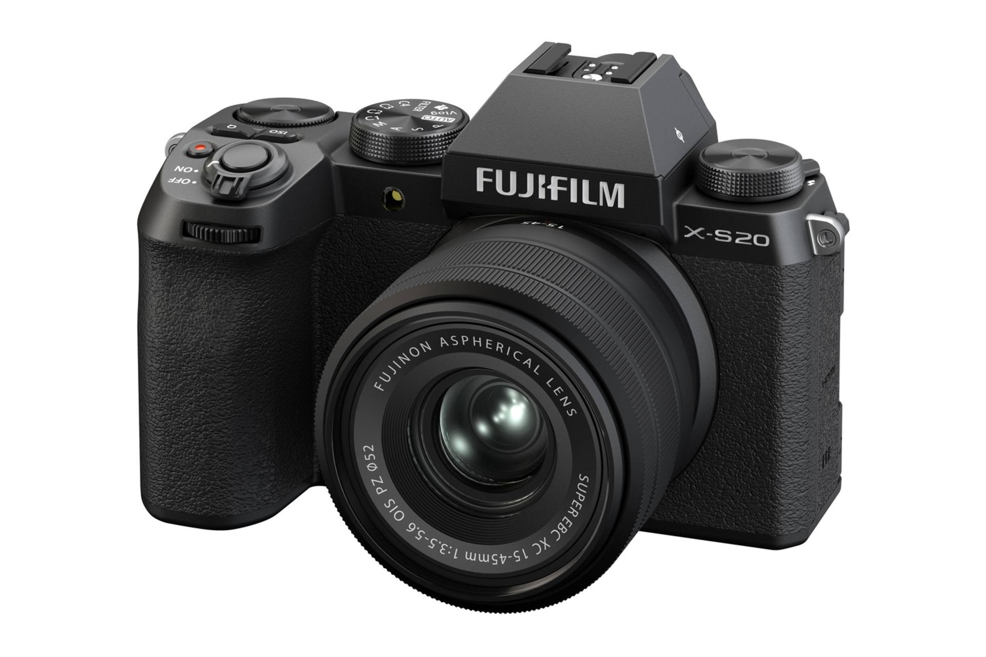 دوربین عکاسی فوجی فیلم Fujifilm X-S20 نمای جلو به همراه لنز
