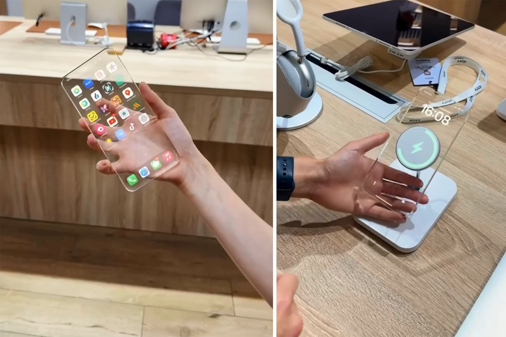 گوشی تمام‌شیشه‌ای در دست