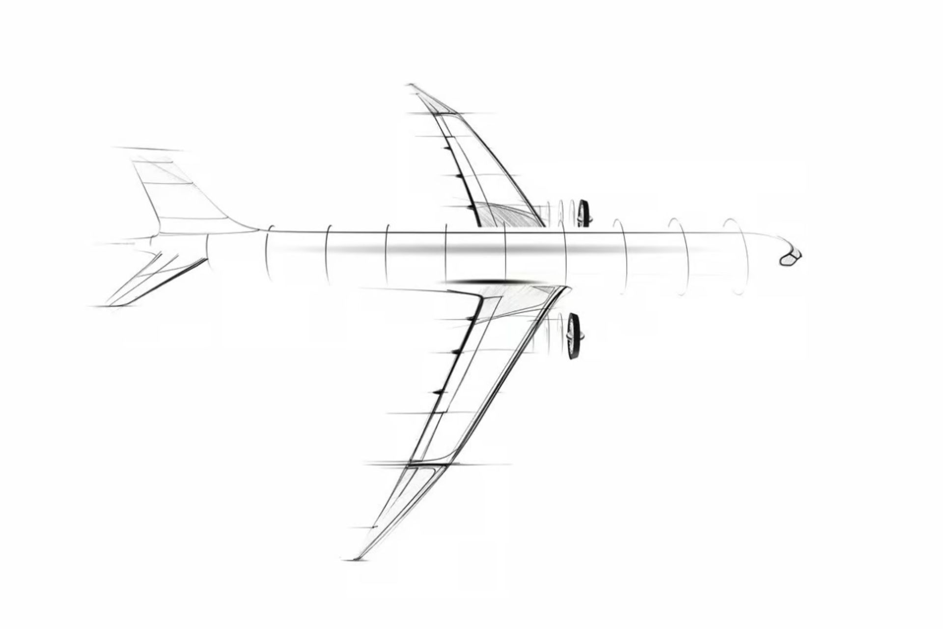 تصویرسازی هواپیمای آینده با بال های تاشو و پرنده مانند