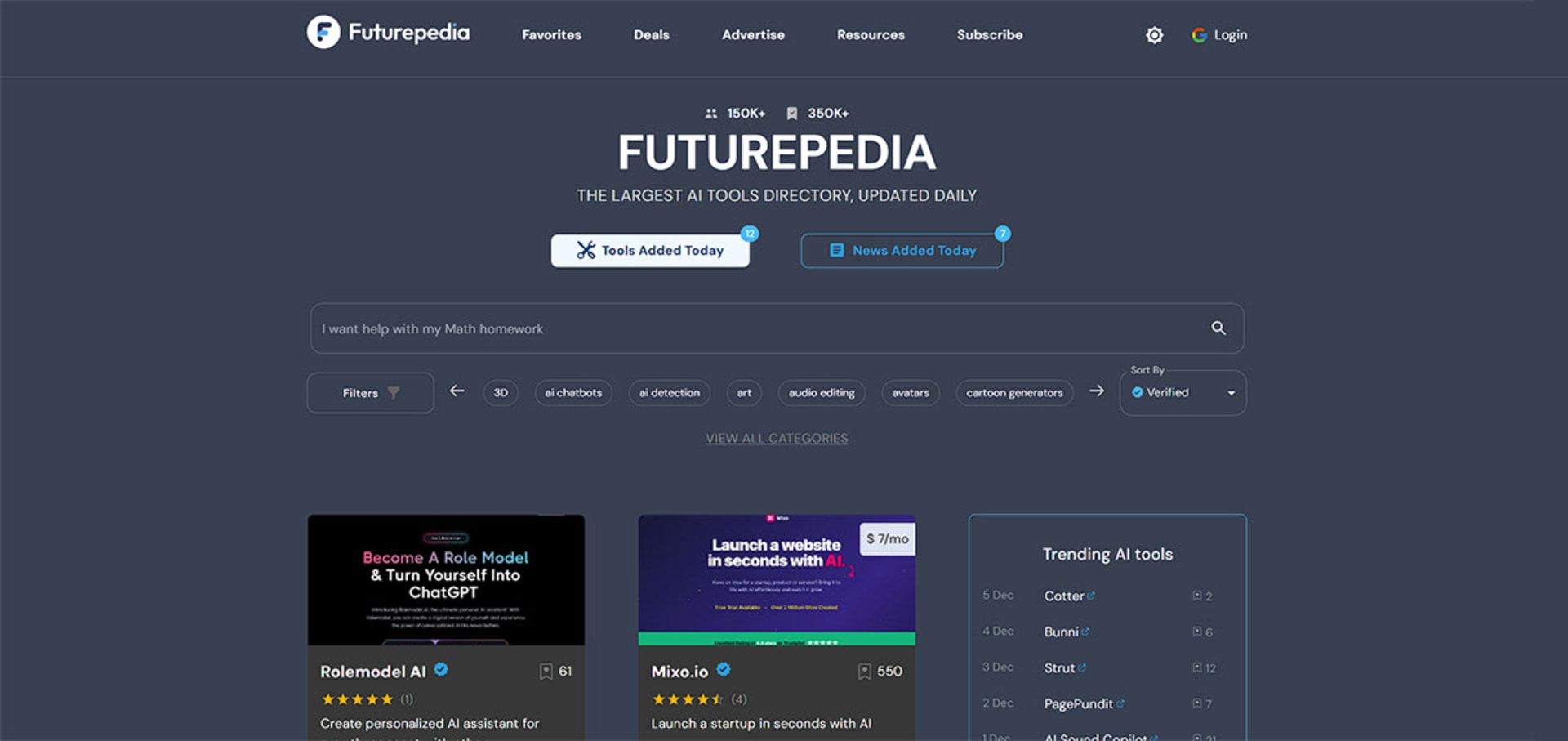 صفحه اصلی سایت futurepedia با گزینه های مختلف و پس زمینه طوسی
