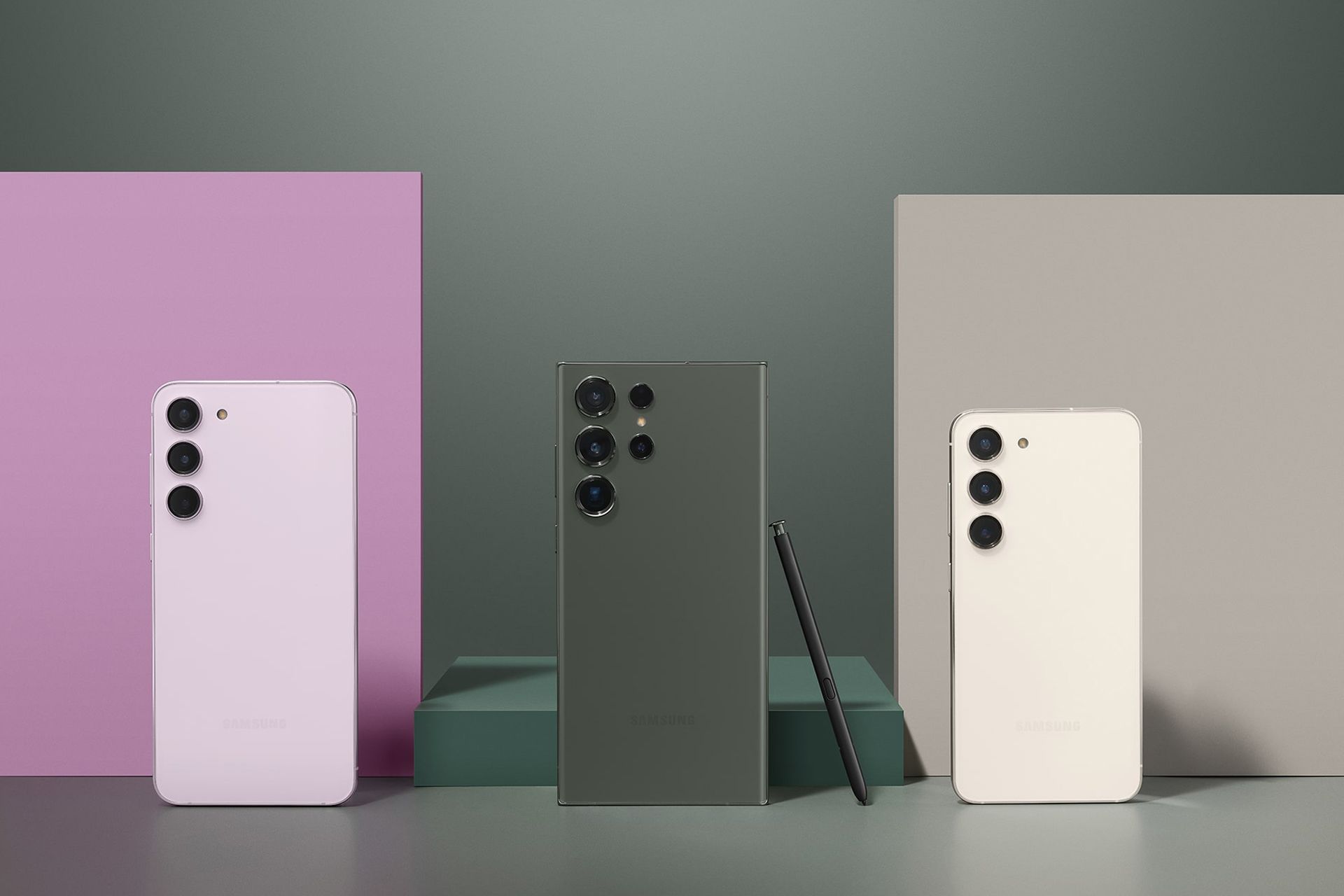 پنل پشتی خانواده گلکسی اس ۲۳ به رنگ های مختلف کنار یکدیگر