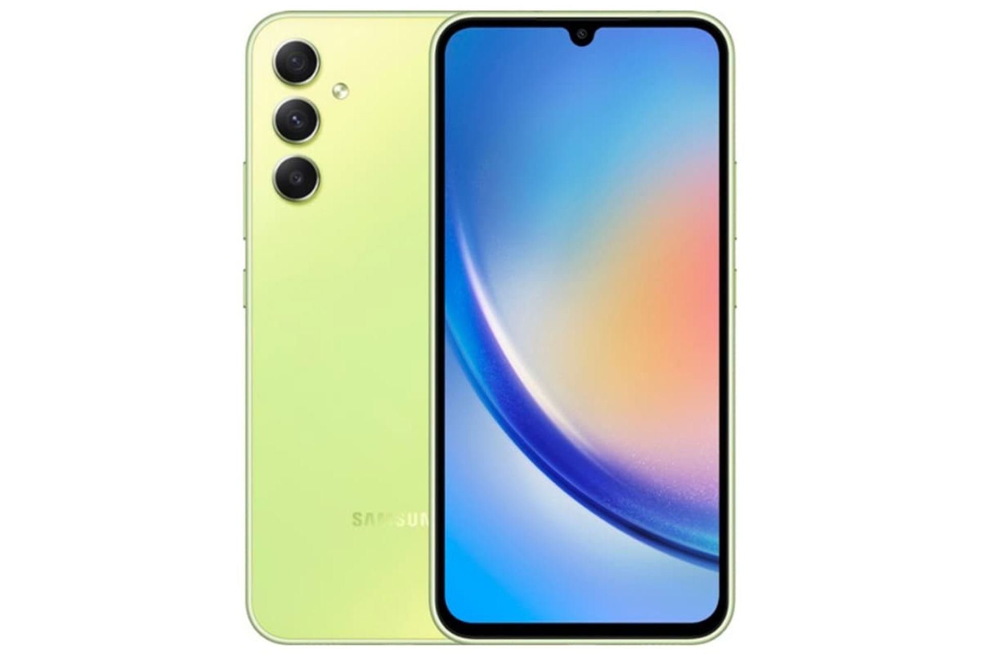 مدل لیمویی گلکسی A34 سامسونگ نمای پشت و جلو