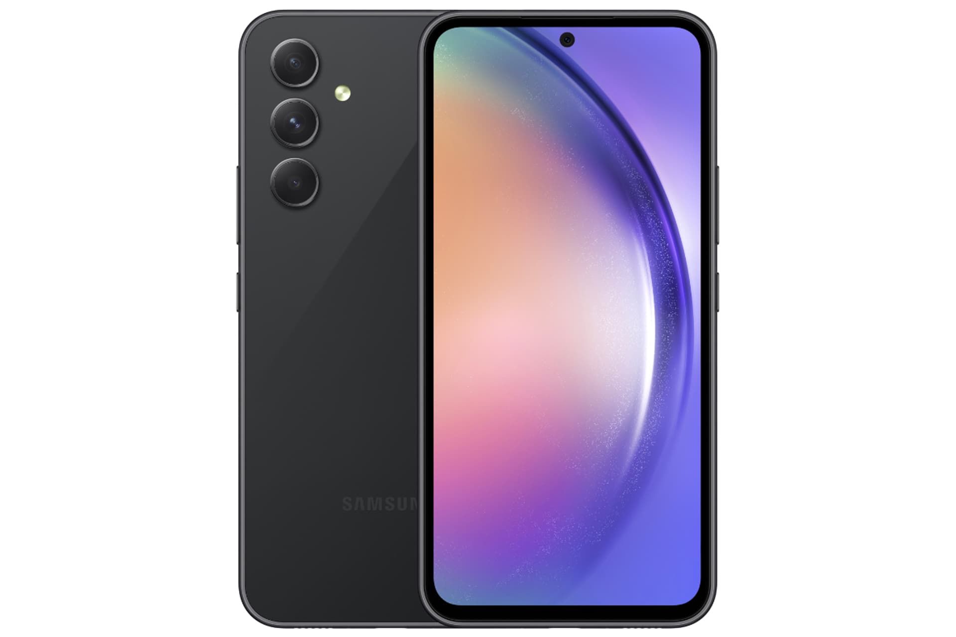 گلکسی A54 سامسونگ مدل مشکی از نمای جلو و پشت