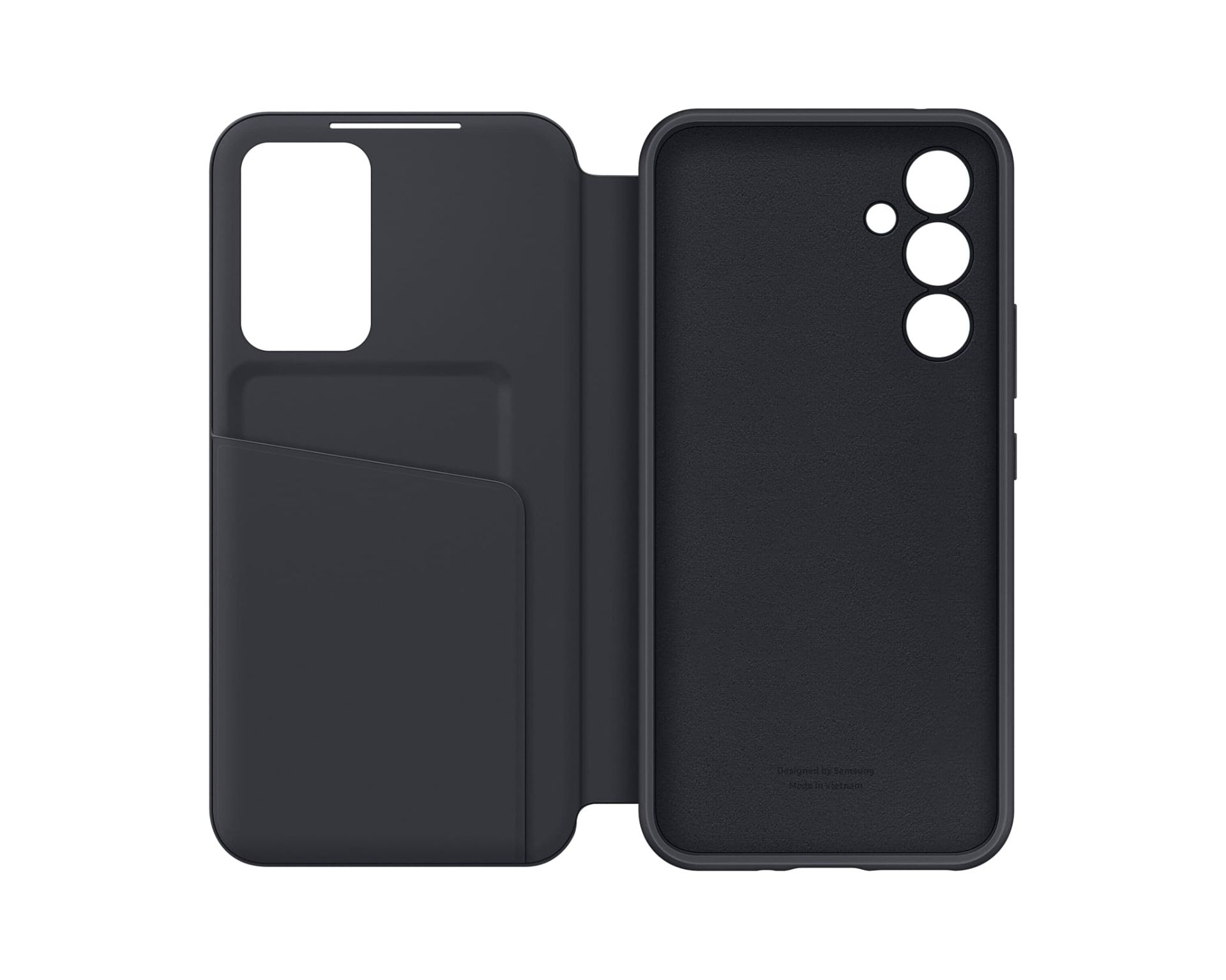 کیف کلاسوری Smart View Wallet Case گلکسی A54 در حالت باز و رنگ مشکی