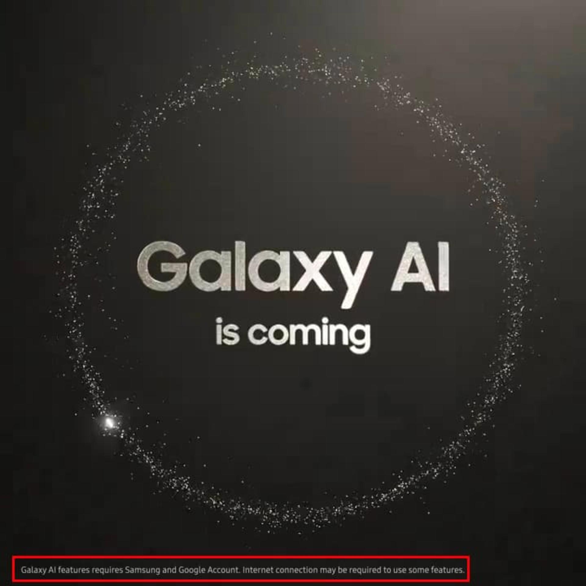 پوستر گلکسی AI سامسونگ با اشاره به نیاز به اتصال اینترنت