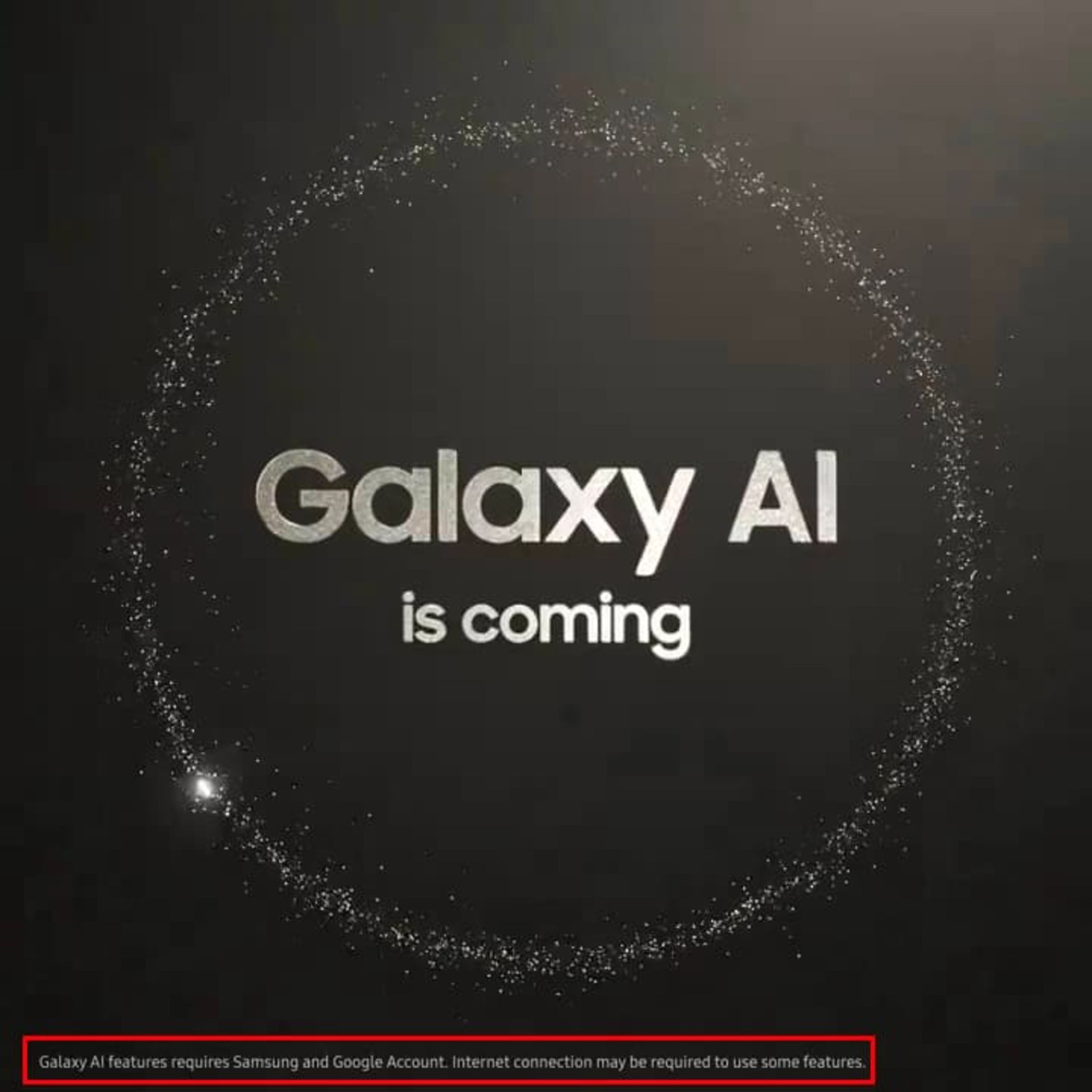 پوستر گلکسی AI سامسونگ با اشاره به نیاز به اتصال اینترنت