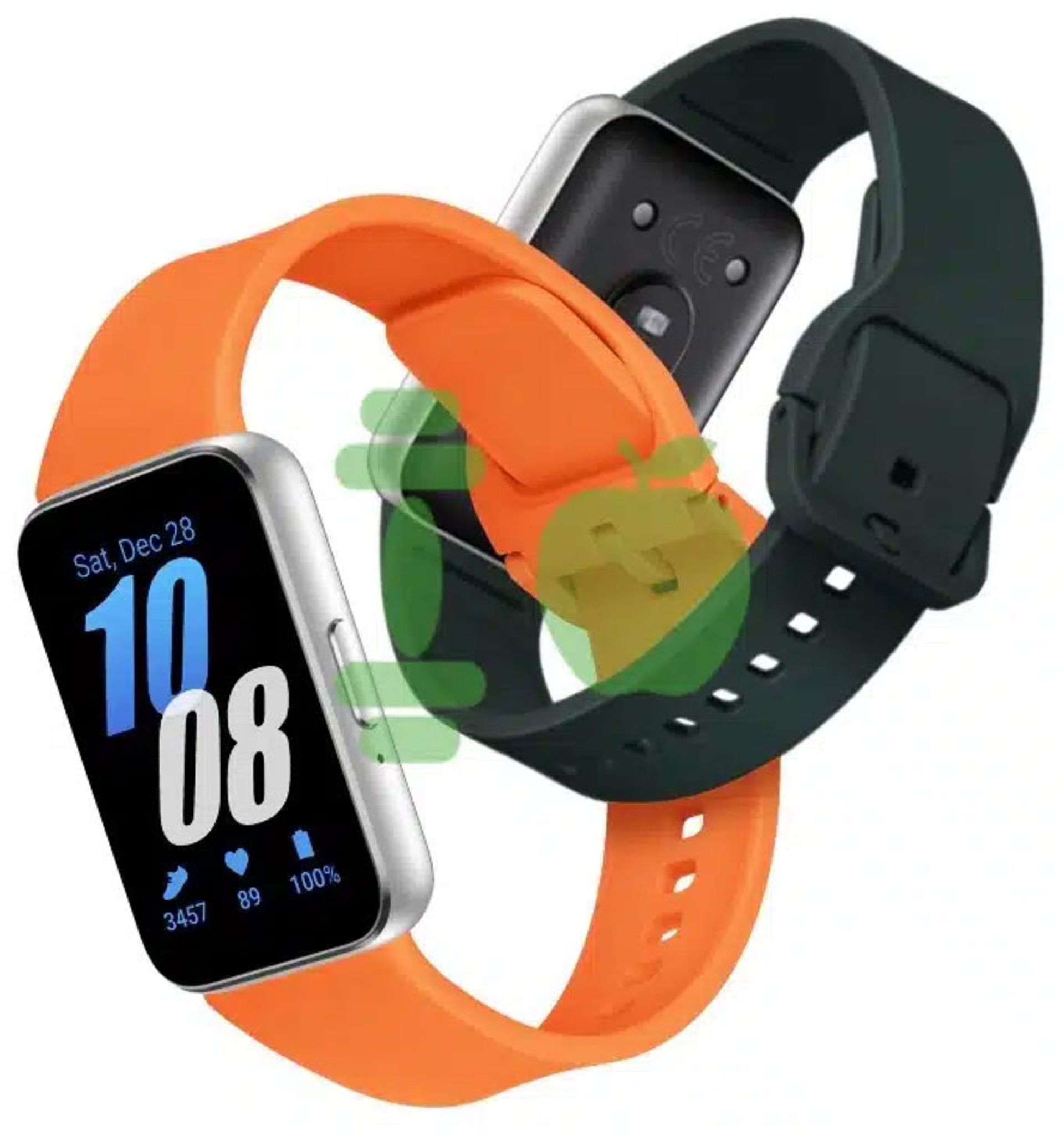  تصویر فاش شده از وبسایت سامسونگ مچ‌بند هوشمند گلکسی فیت ۳ در دو رنگ نارنجی و سبز در کنار هم