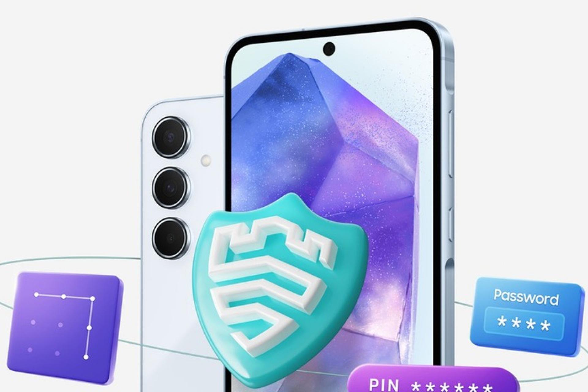 گلکسی کوانتوم ۵ و لوگوی Samsung Knox