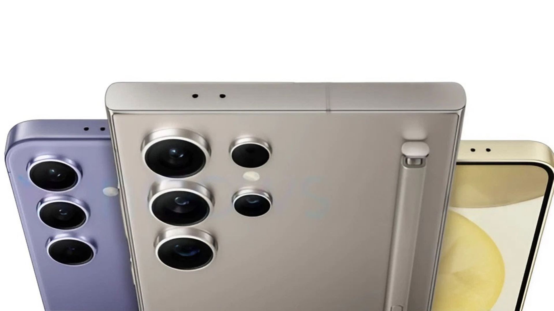 تصویر رندر فاش شده از گلکسی S24، گلکسی S24 پلاس و گلکسی S24 اولترا در کنار هم