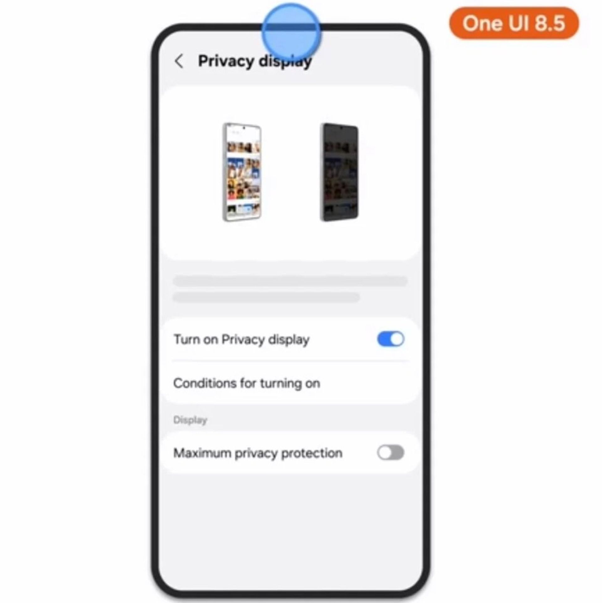 قابلیت حریم خصوصی نمایشگر اس ۲۶ اولترا در one ui 8.5
