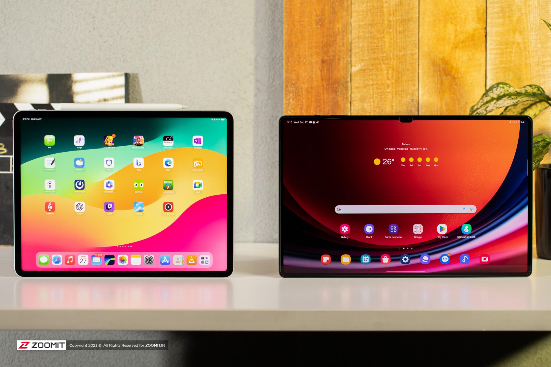 گلکسی تب اس 9 اولترا در مقایسه با آیپد پرو