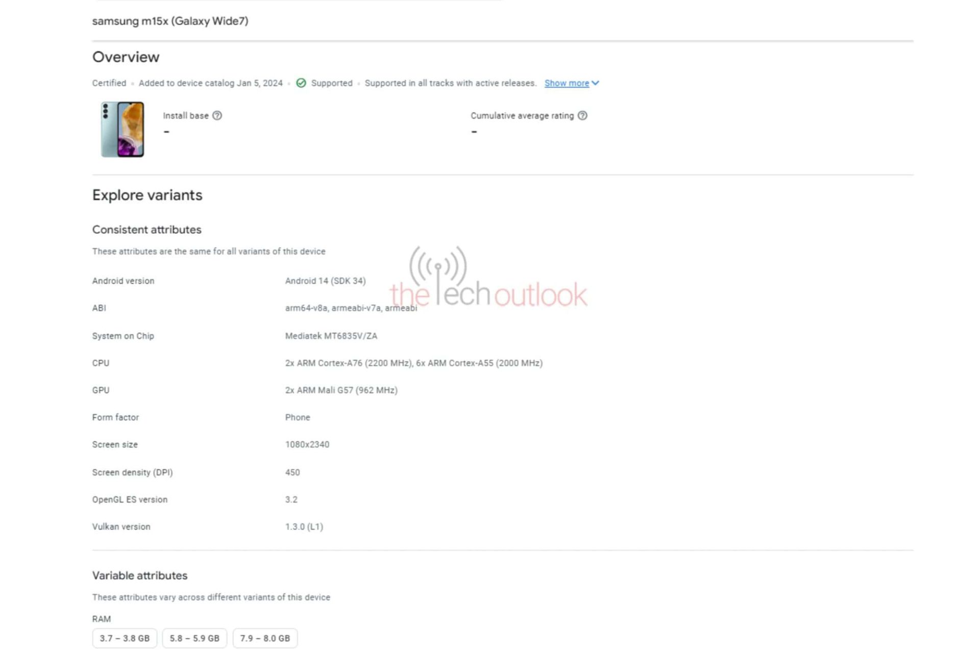 مجوز فاش‌شده از صفحه گوگل پلی کنسول گوشی سامسونگ گلکسی واید ۷ 