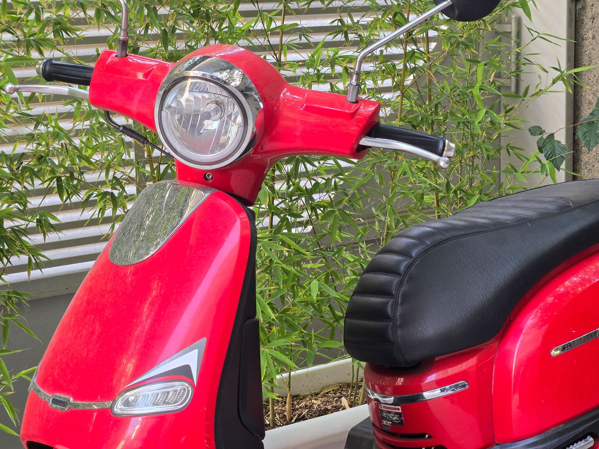 Red motorcycle close up