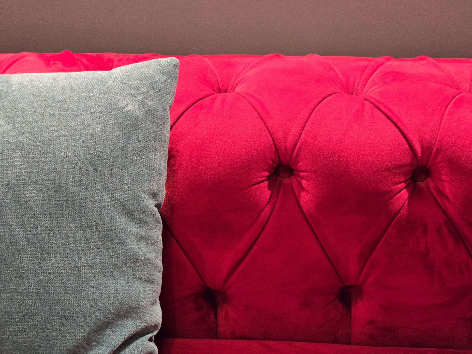 Close-up of the velvet sofa