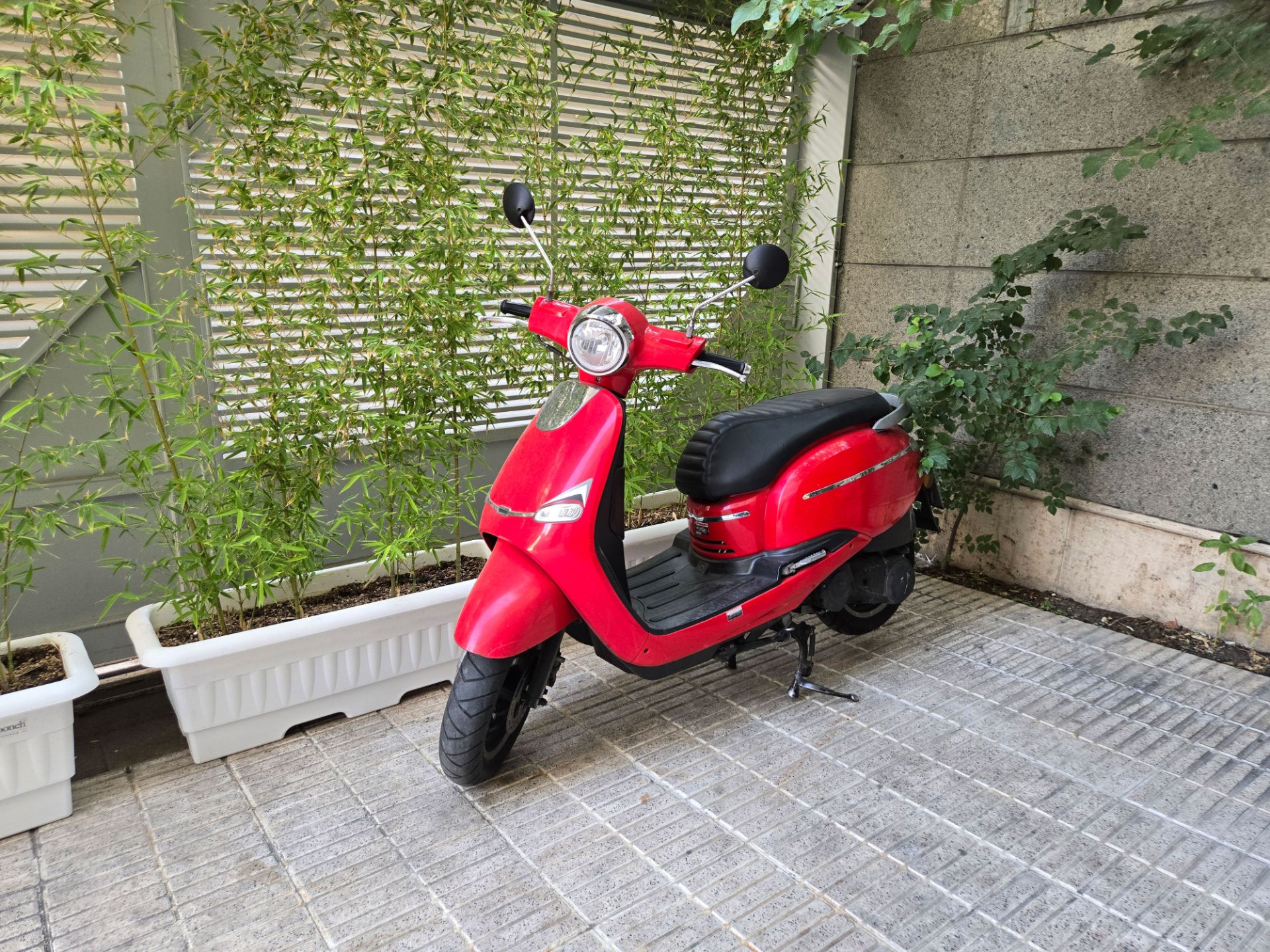 Motorcycle next to the vase