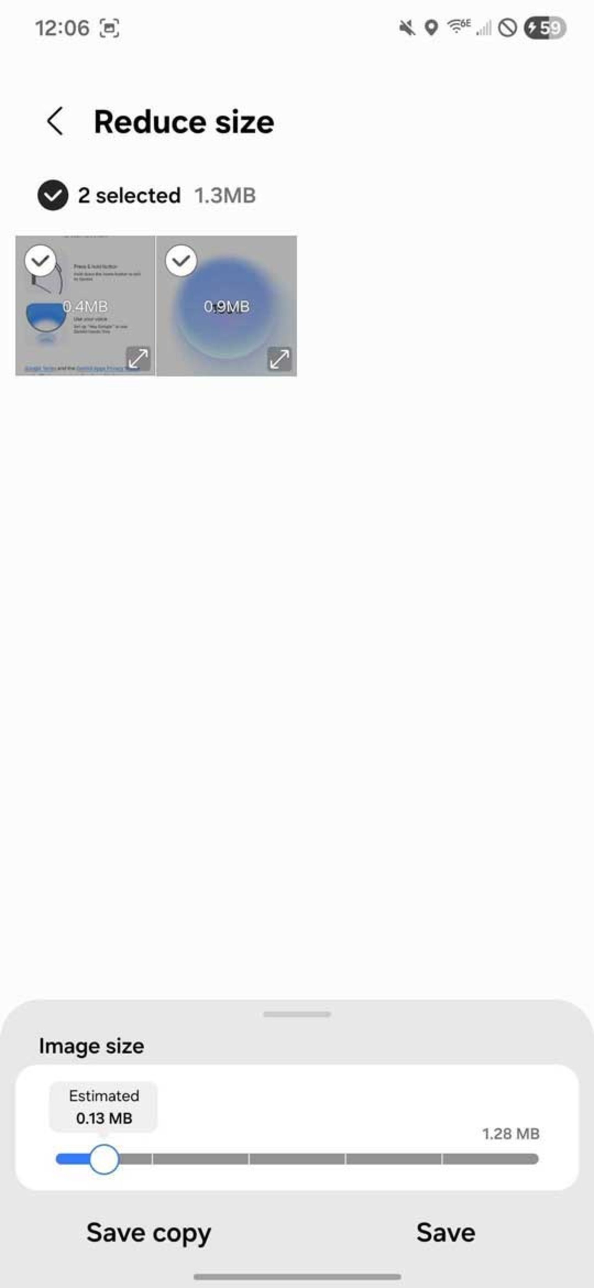 صفحه‌ی ویرایش گالری اسیستنت گوشی سامسونگ