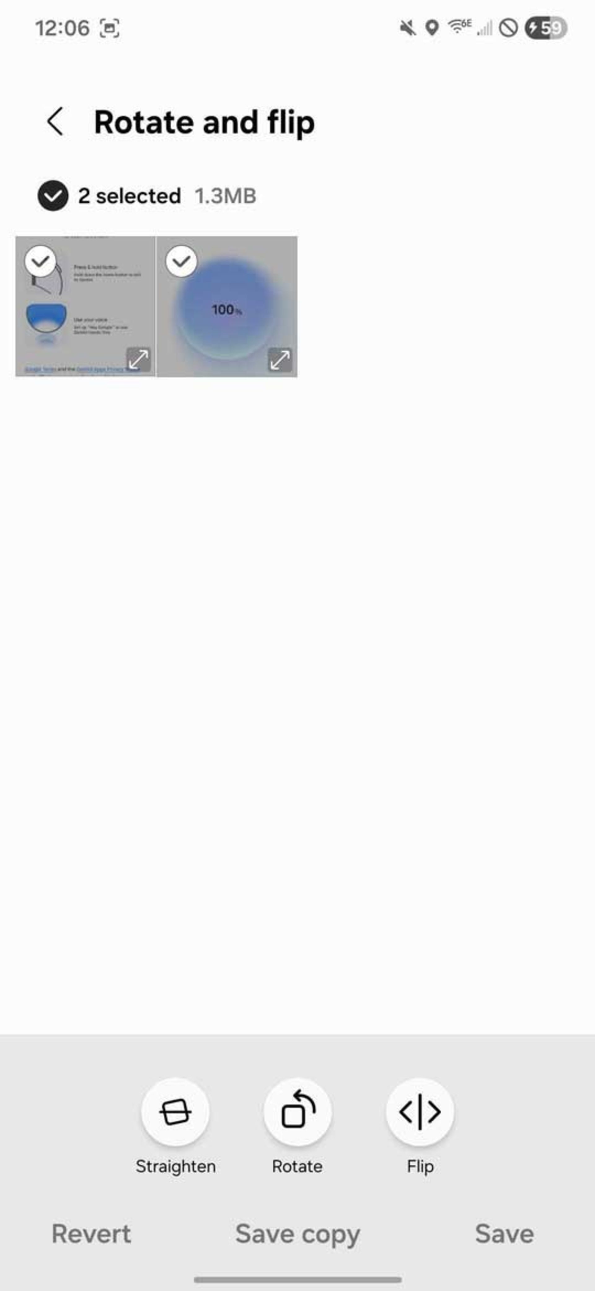 صفحه‌ی چرخش عکس گالری اسیستنت گوشی سامسونگ